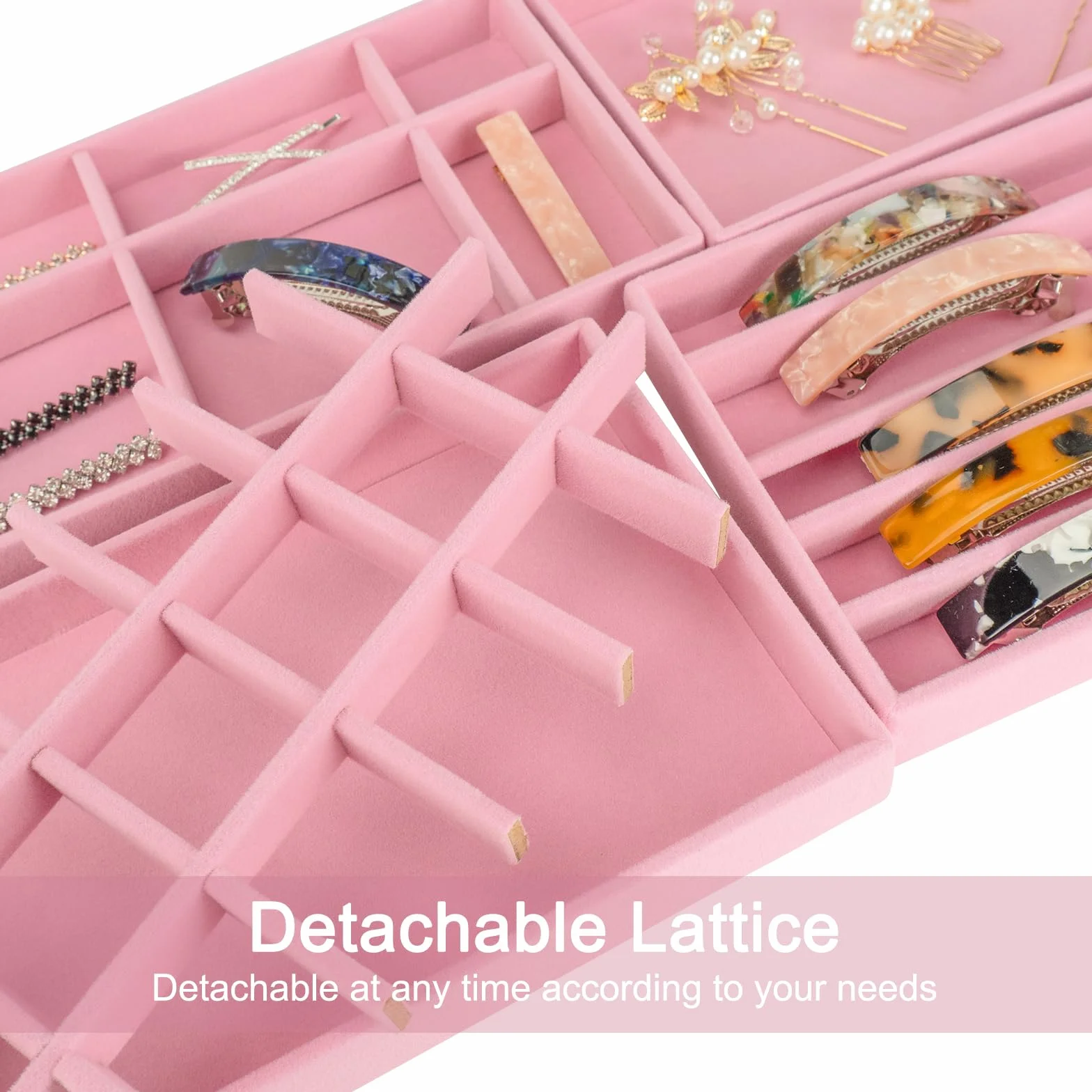 12 bandejas apilables de terciopelo para joyas, organizadores de cajones, bandeja grande extraíble para joyas, caja de almacenamiento para pendientes, anillos, broche, reloj