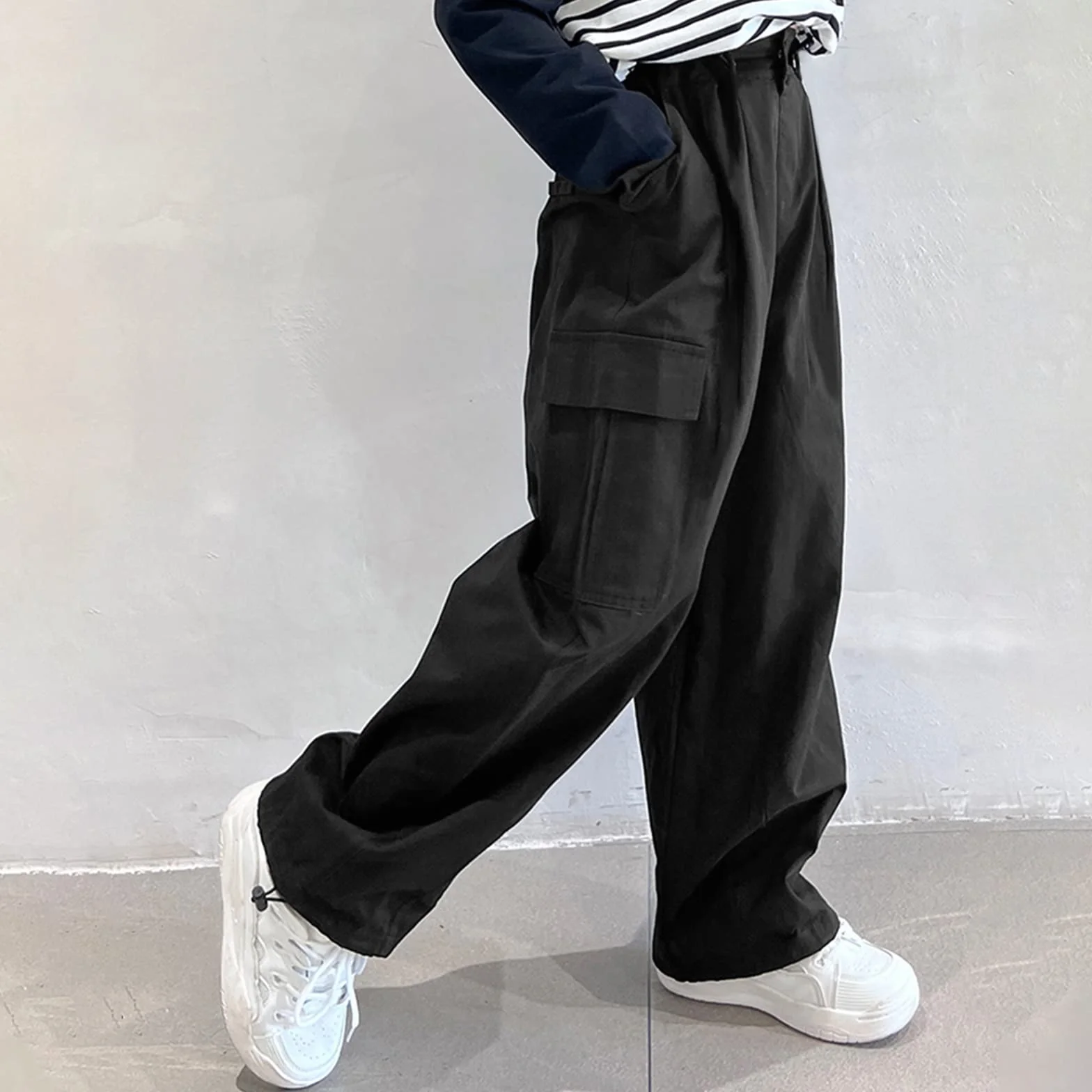 Pantalones Cargo para Niñas, Algodón, Cintura Elástica, Múltiples Bolsillos, 6-15 Años