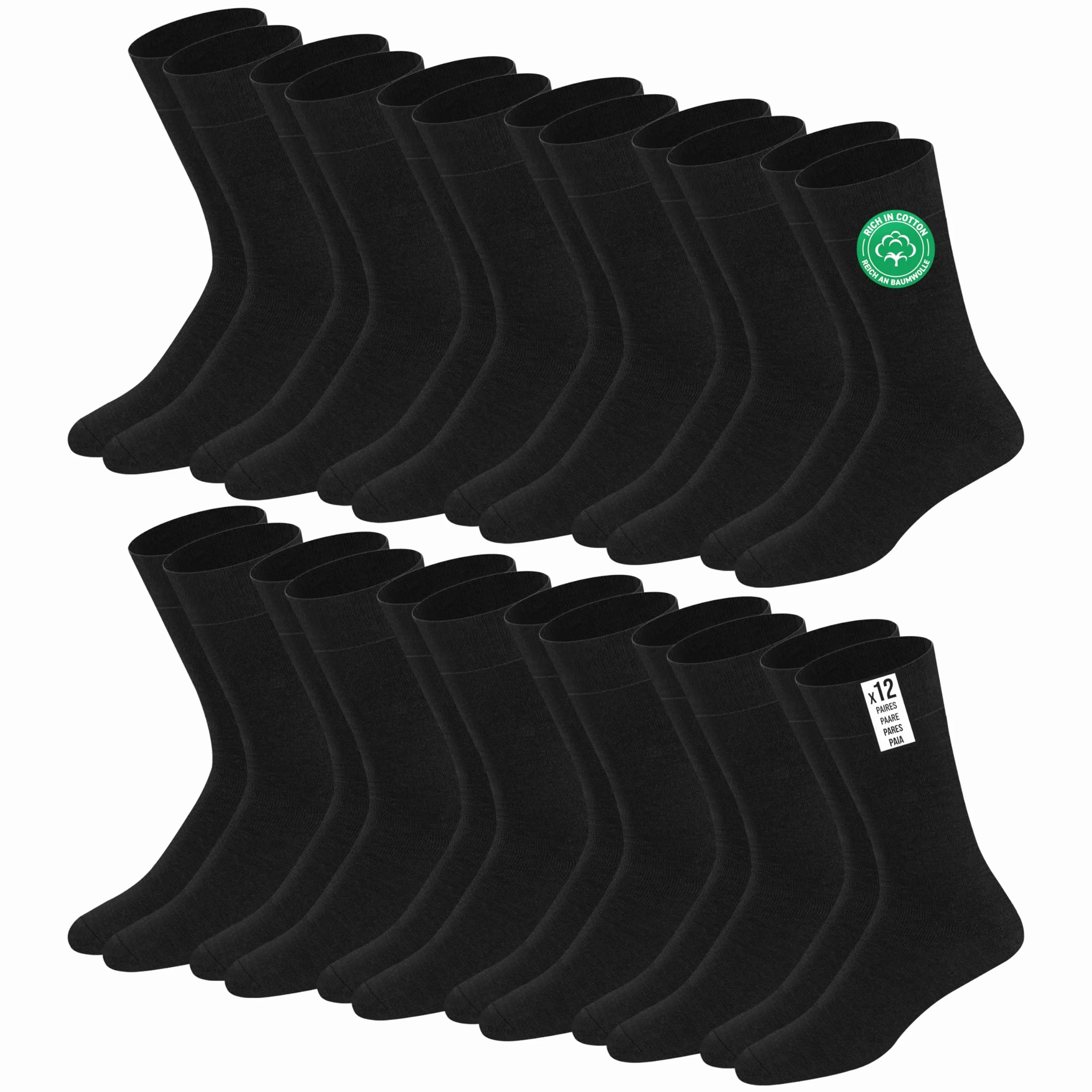 Calcetines de algodón para hombre hasta la pantorrilla, Paquete de 12 pares