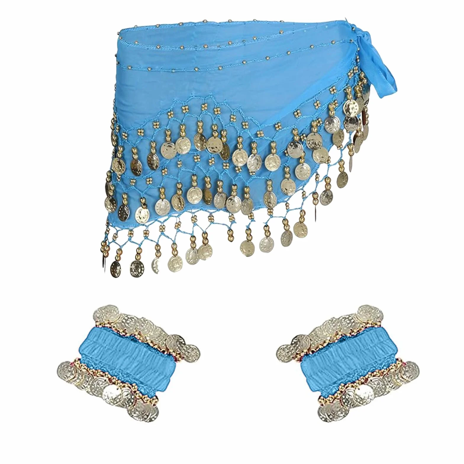 Juego de braga para danza del vientre, accesorios para danza del vientre, cinturón de gasa