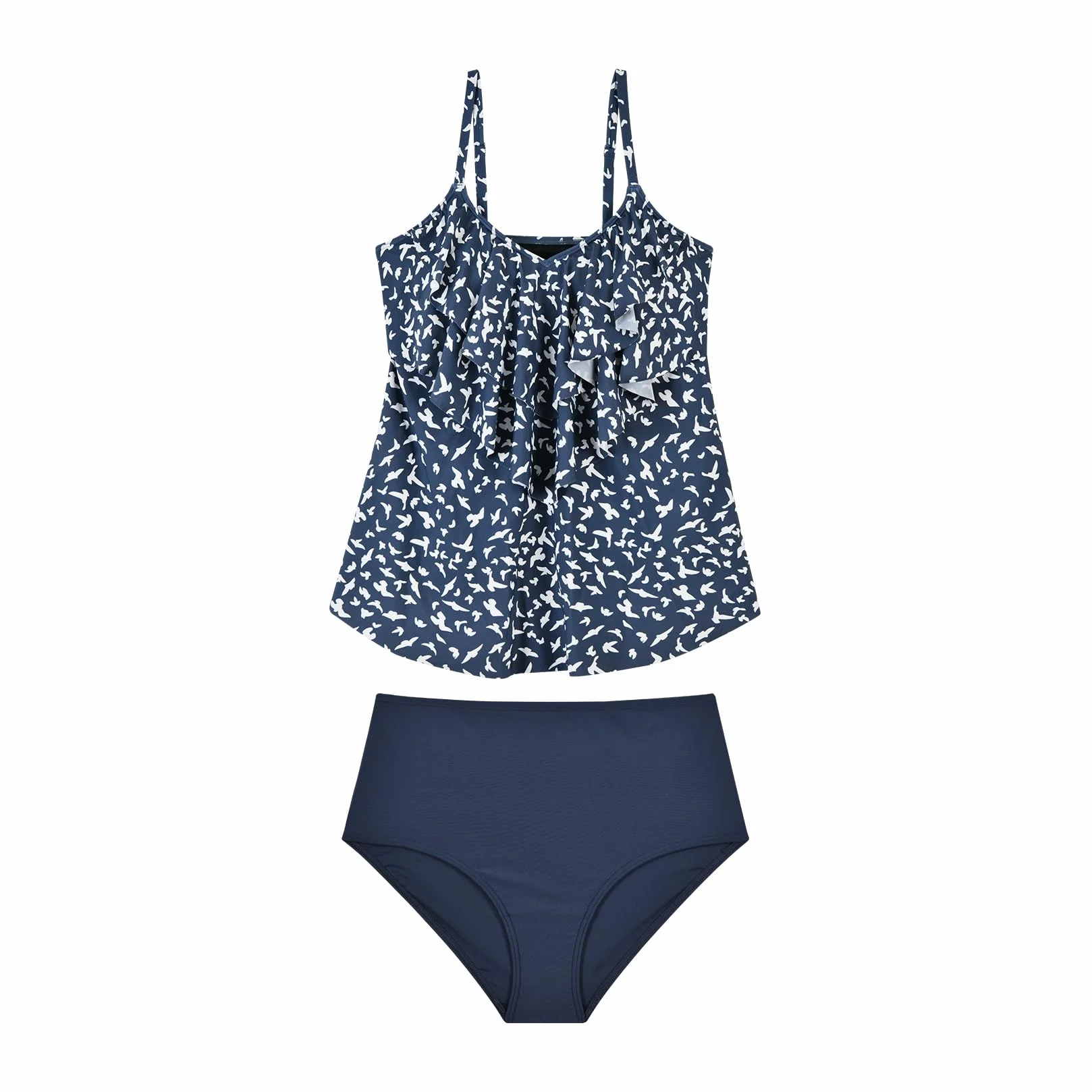 WIN.MAX Tankini para Mujer Cintura Alta Volante con Volantes Talla Grande