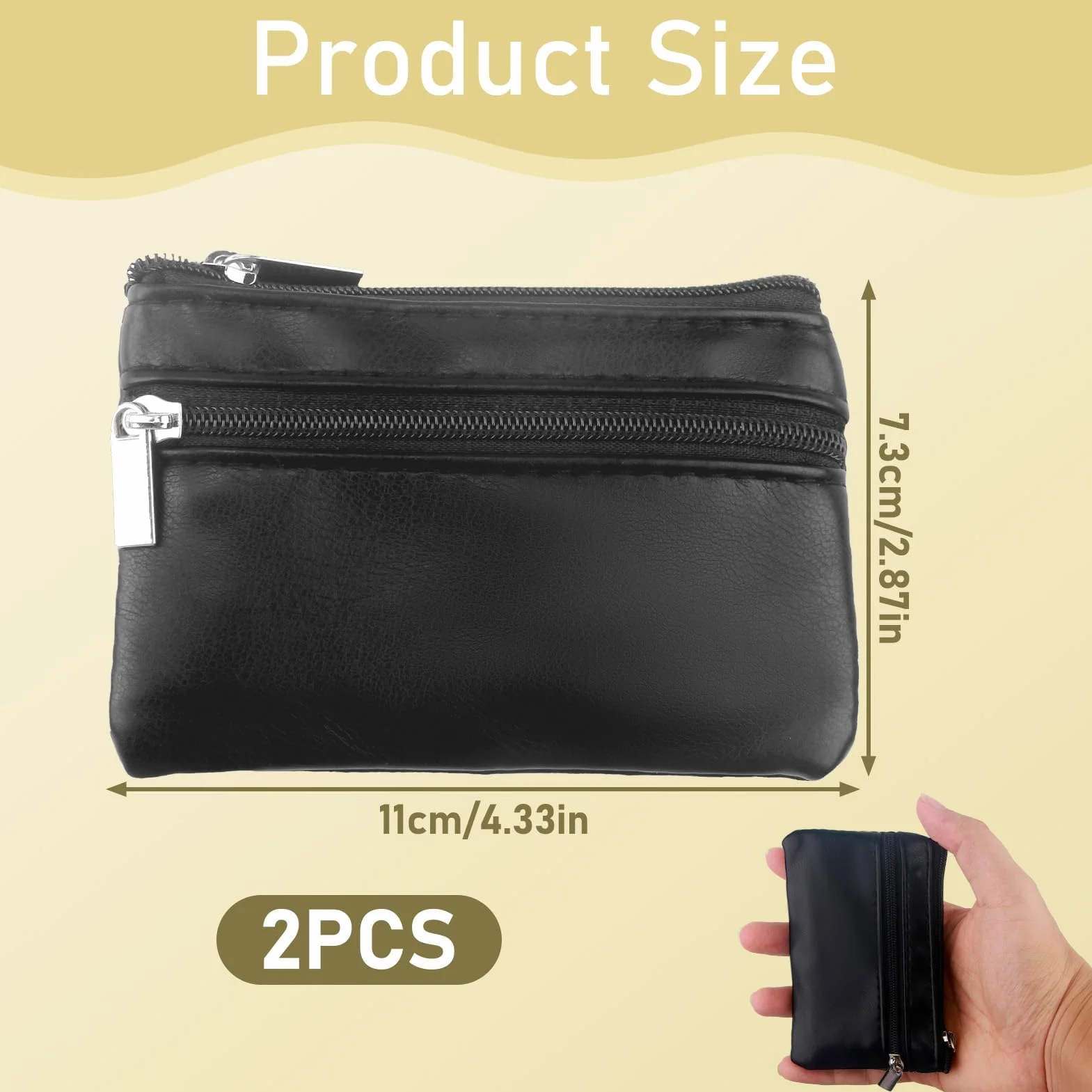 Monedero Hombre Negro Piel Cremalleras Argolla Llaves 11x8 cm