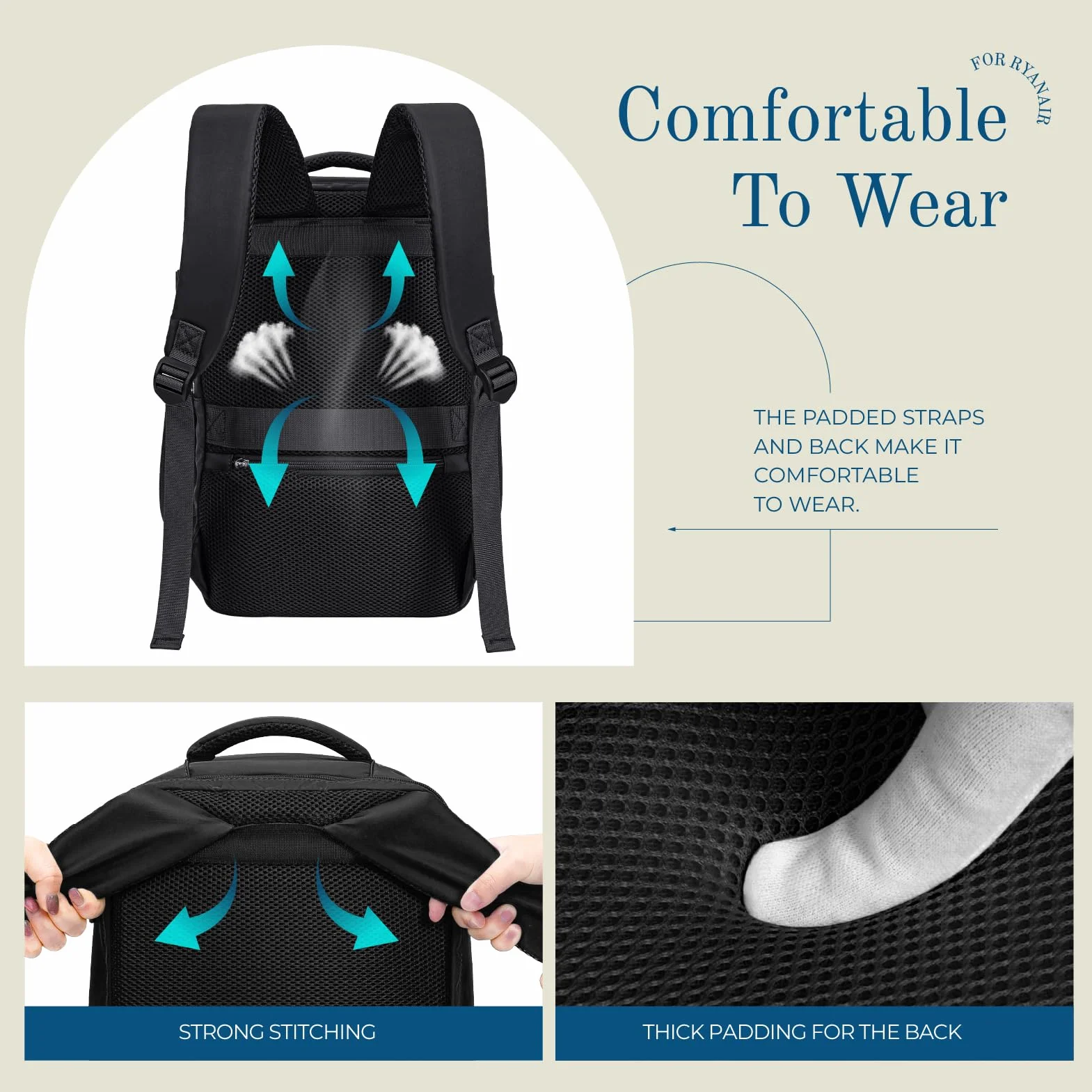 Lossga Mochila 40x30x20 para Ryanair Cabina Avion Travel Backpack Maleta Equipaje de Mano