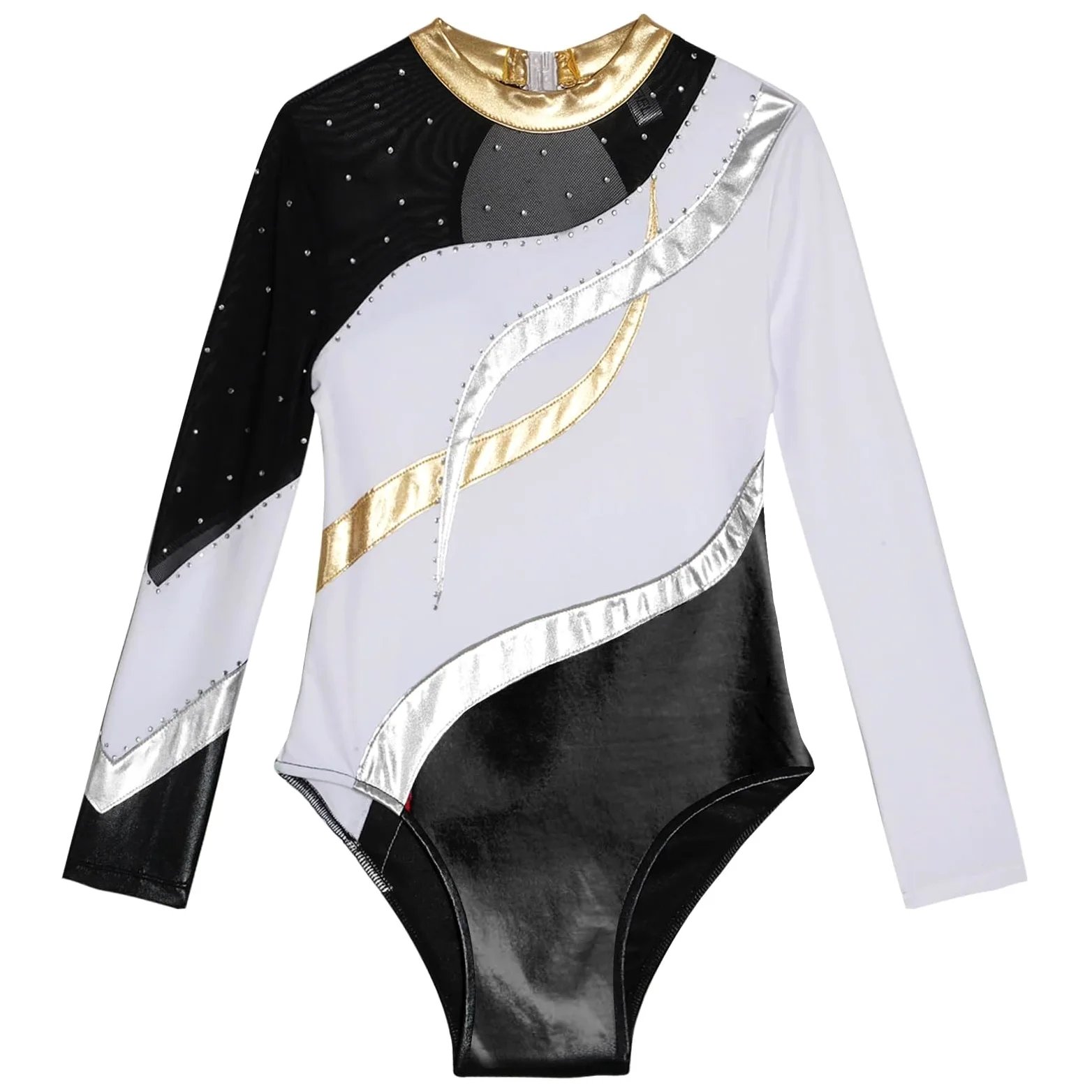 Maillot Gimnasia Ritmica niña Mallas de Baile de Ballet, Mono de Gimnasia for niñas, Mono de Patinaje de Retazos de Manga Larga, Ropa de Baile
