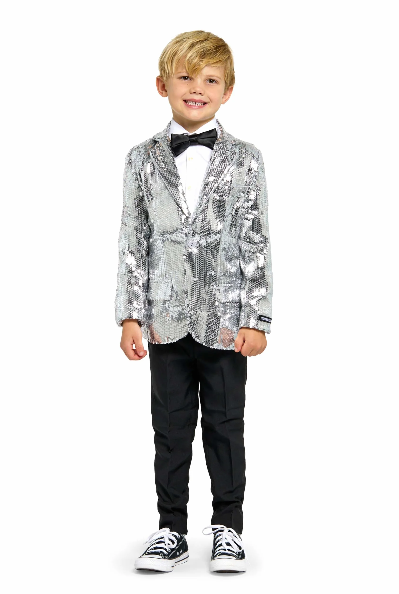 Suitmeister Blazer de lentejuelas para niños chaqueta de fiesta brillante ajuste delgado