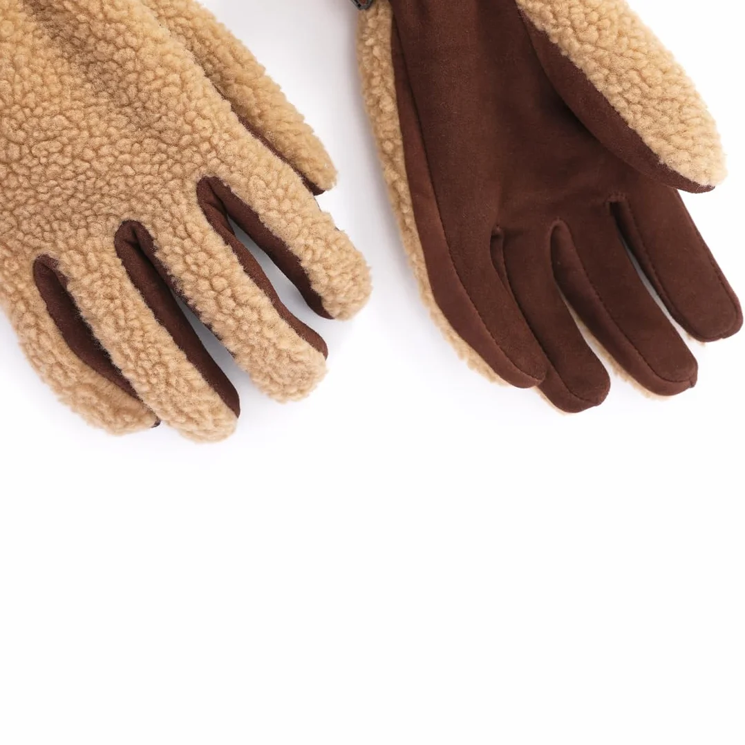 Guantes de invierno de cuero de piel de oveja gamuza para mujeres SL021EU