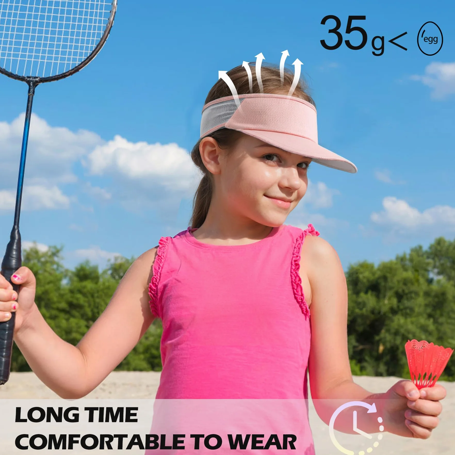 Sukeen Gorra solar de secado rápido para mujer, visera protección UV elástica con banda transpirable para niños 5-12 años