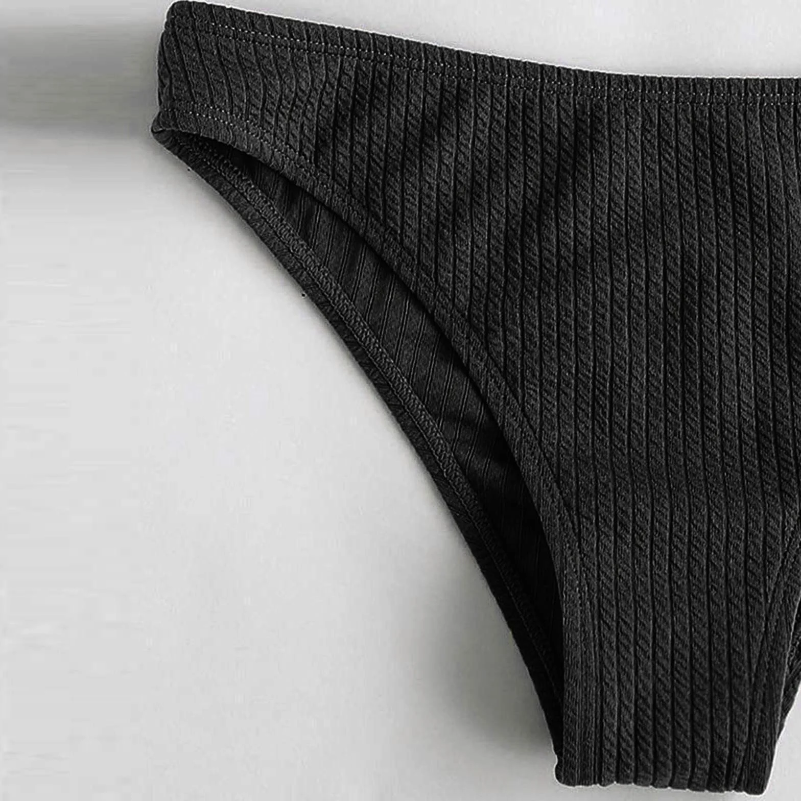 Bikini con lunares de dos piezas para niñas, cintura alta, traje de baño, negro