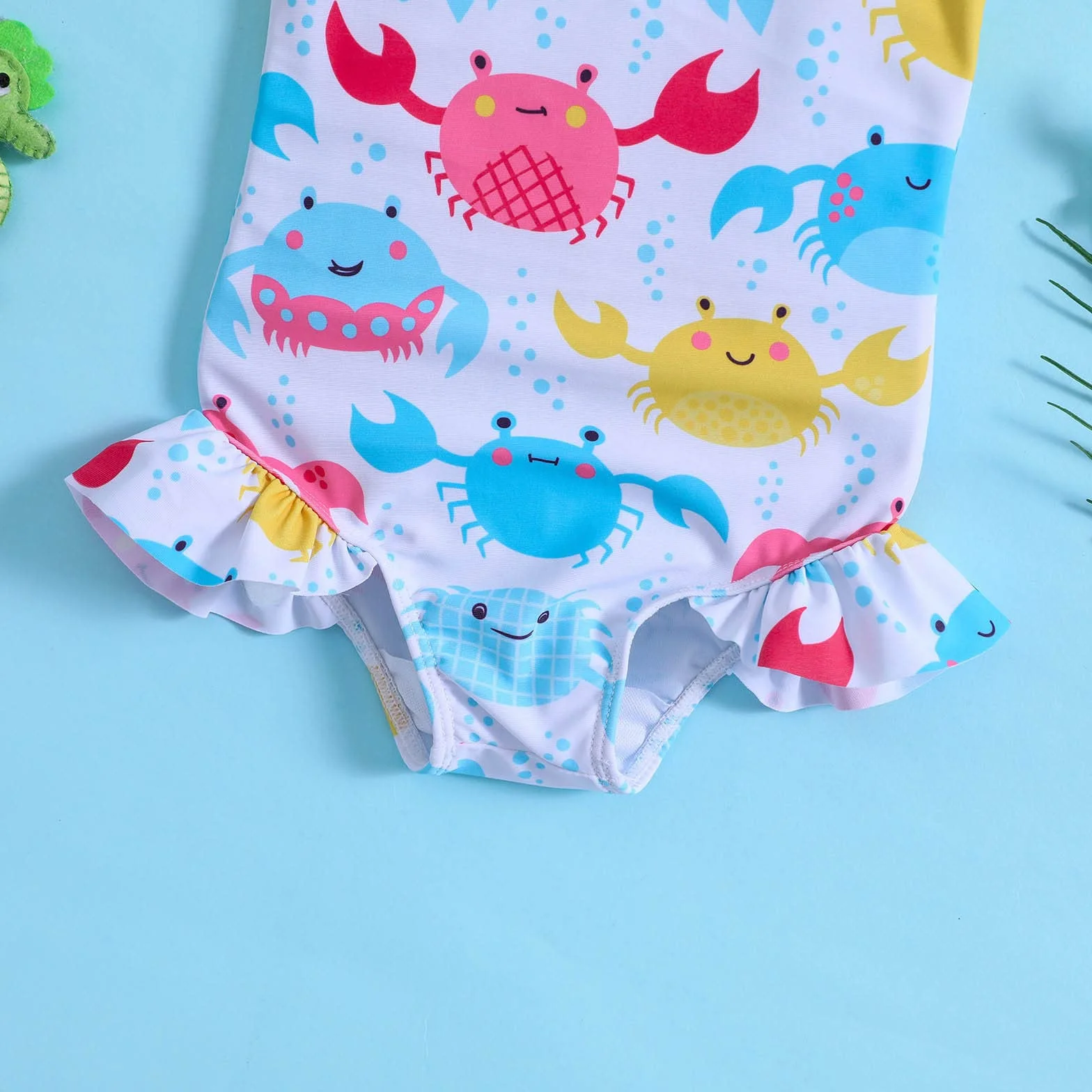 Traje de baño para mujer niña volantes dibujos animados 1 pieza bikini playa