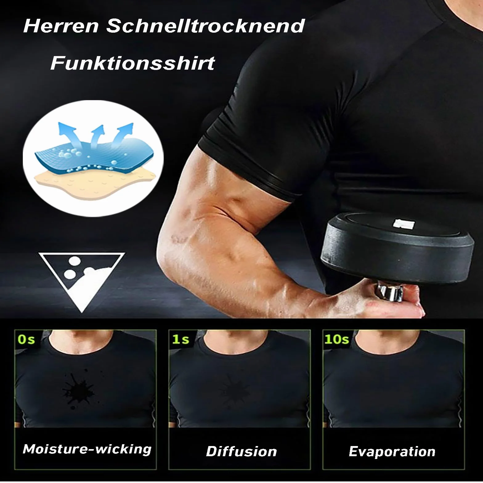 Camiseta Deportiva Hombre Manga Corta Secado Rápido Ropa Fútbol Correr Gimnasio Transpirable Cómoda