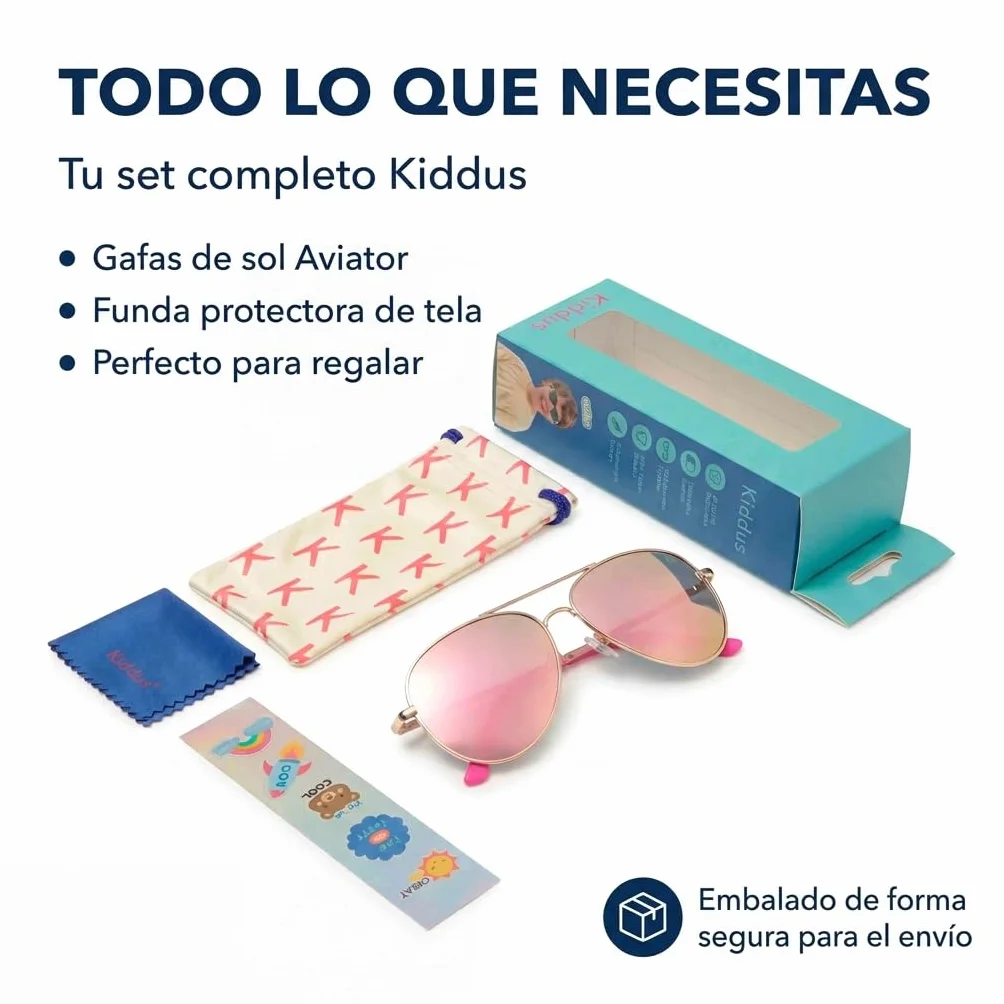 Kiddus Gafas de Sol Polarizadas Niño Niña UV400 CAT3 Protección Solar Infantil Montura Metálica