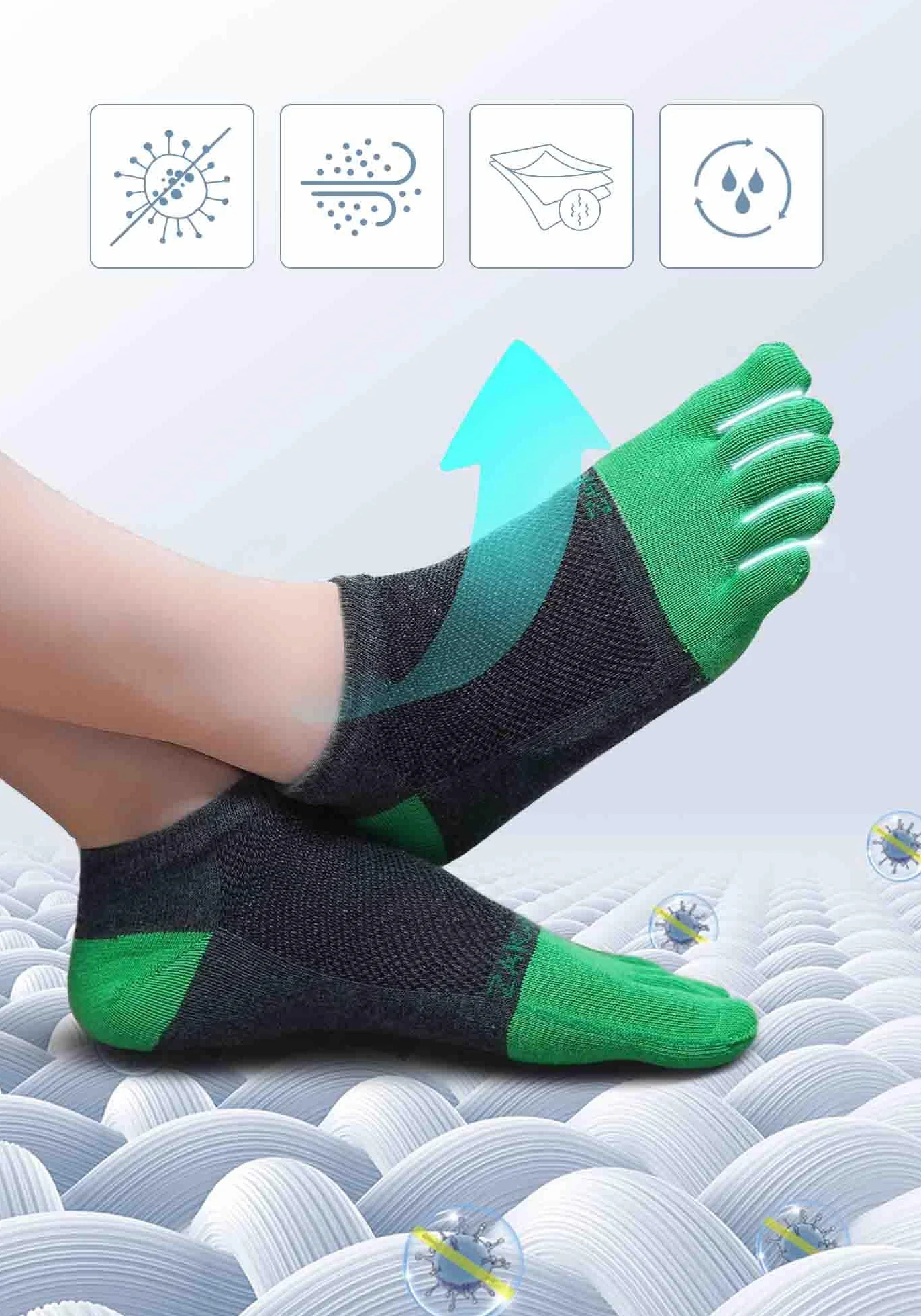 Calcetines con Dedos Deporte Hombre: Calcetines 5 Dedos de Pies Separados Algodón Transpirable para Correr
