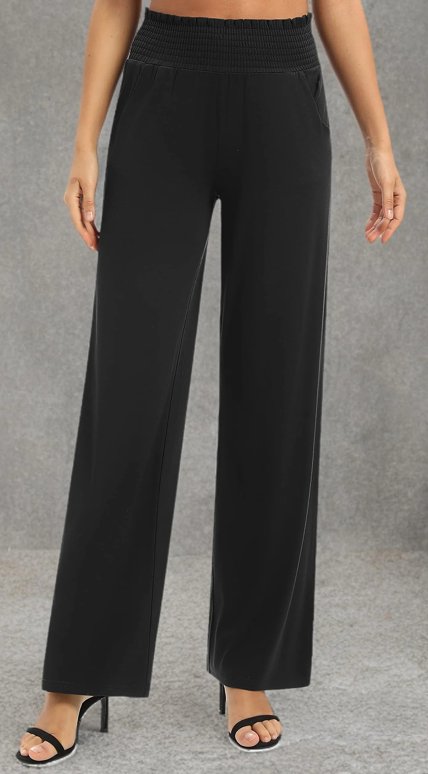 Pantalones Palazzo Pierna Ancha Elástico Cintura Yoga Mujer