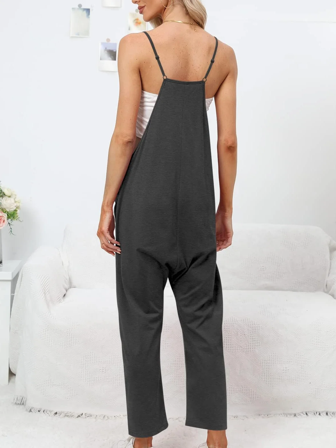 Pantalones de trabajo para mujer Cegerne Mono holgado Peto sin mangas con grandes bolsillos