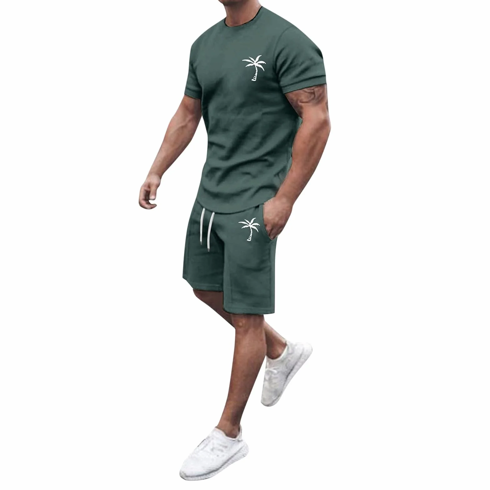 Chándal para hombre conjunto camiseta y pantalón corto deporte verano