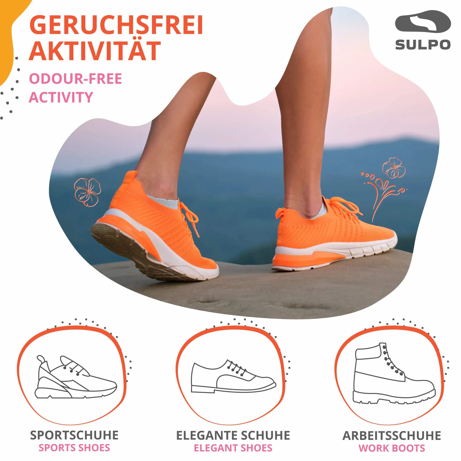 SULPO Plantillas de Carbón Activado Antisudor - Suelas Extraíbles de Espuma de Algodón y Látex para Zapatos, 4 Pares Tallas 36-48