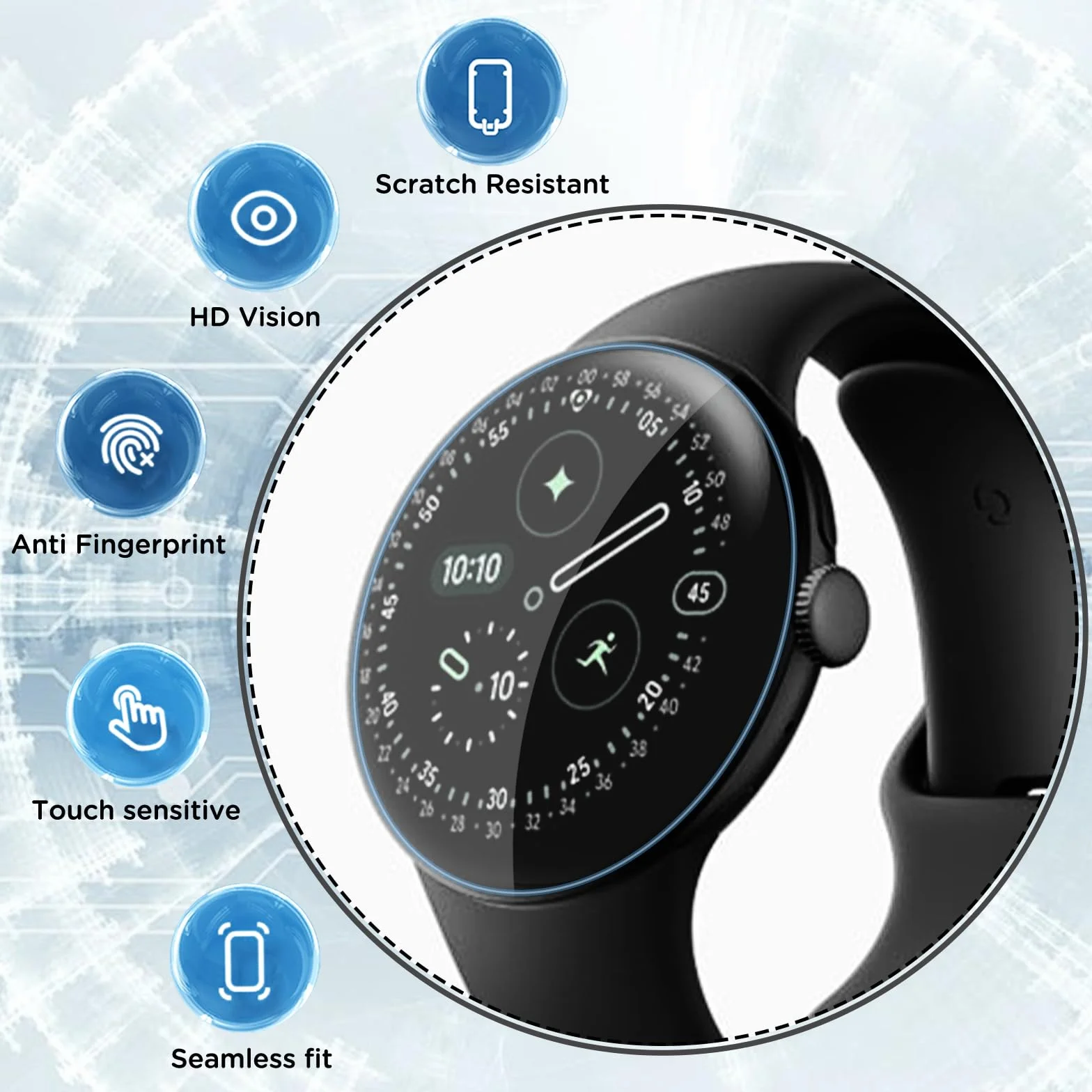 Protector de pantalla Google Pixel Watch 4 41 mm TPU Ultra HD Anti arañazos
