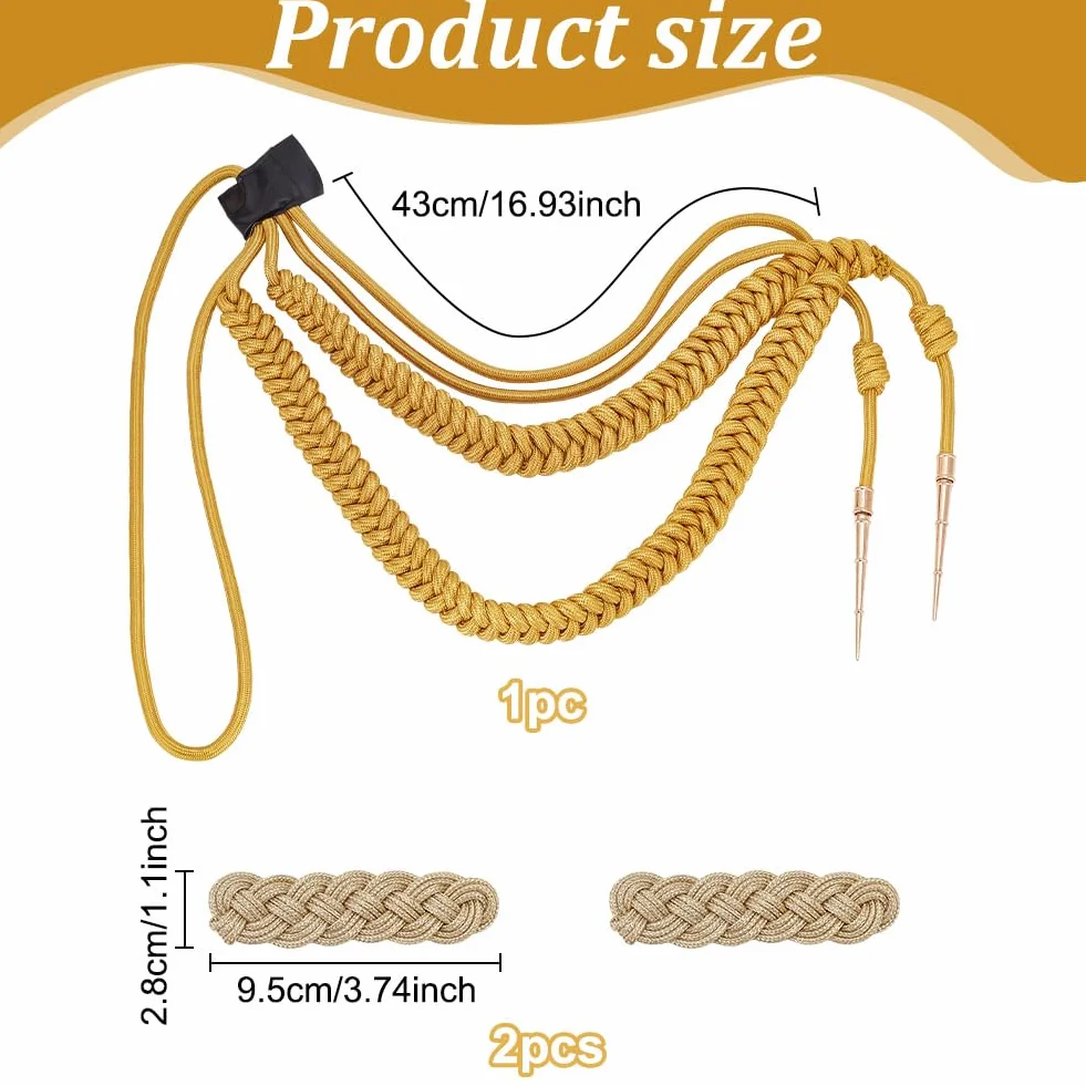 WEBEEDY Hombreras oro trenzada militar uniforme cosplay accesorios