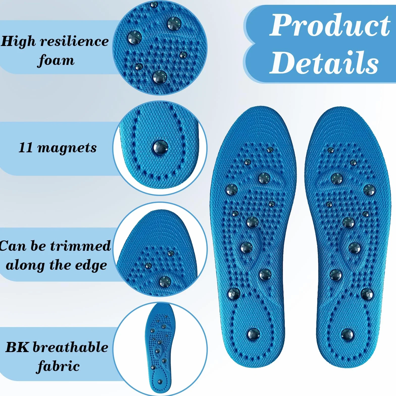 Plantillas Magneticas Adelgazantes para Fascitis Plantar Ortopedicas Masaje de Pies Aliviar Reflexología Acupresión Unisex (S(35-40))
