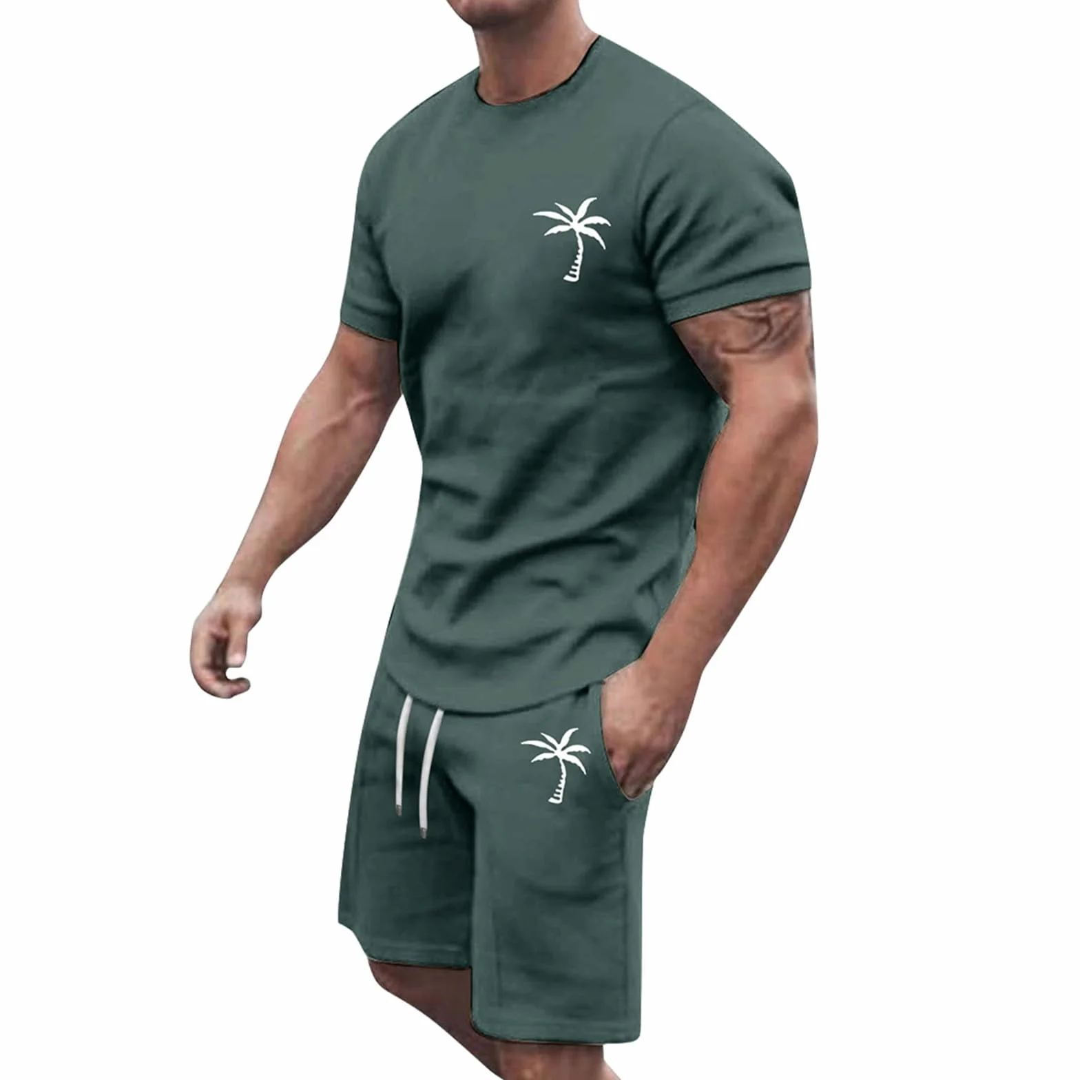 Chándal para hombre conjunto camiseta y pantalón corto deporte verano