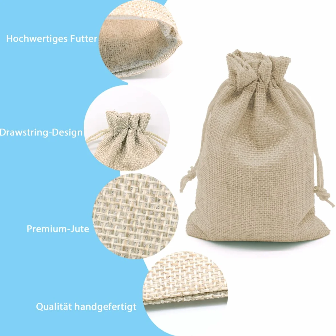 YUNSHANGHE 30 bolsas de yute, pequeñas, 10 x 15 cm, bolsa de tela de lino, para joyas con cordón, para lavanda, regalos de boda, Navidad