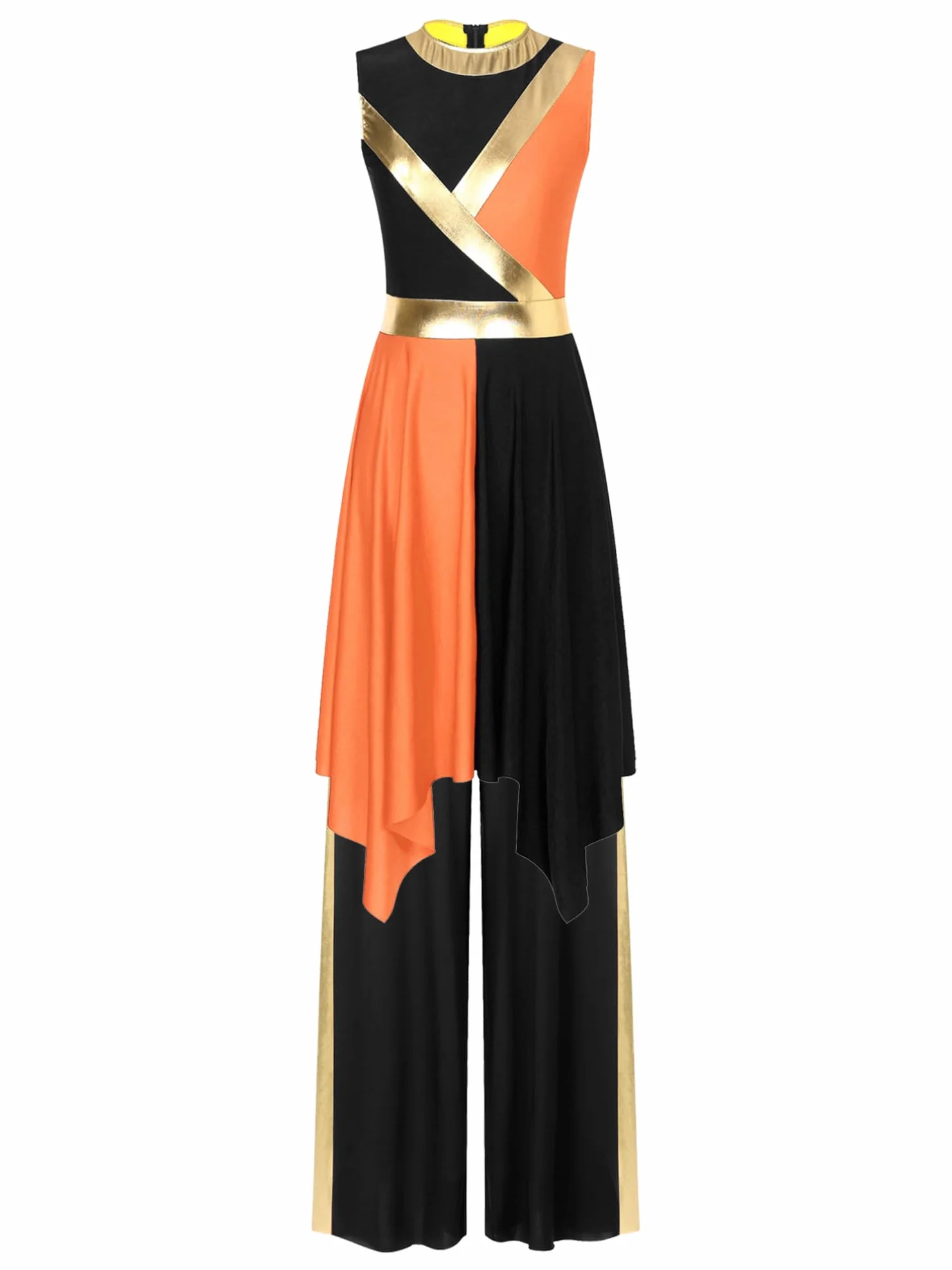 Vestido de Danza Lírica para Mujer con Falda Asimétrica y Pantalones Bombachos