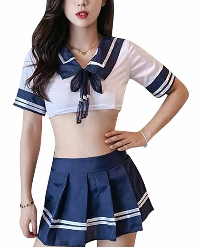 NAVARCH Sexy School Girl Costume Uniform Set Mini Skirt Cosplay
