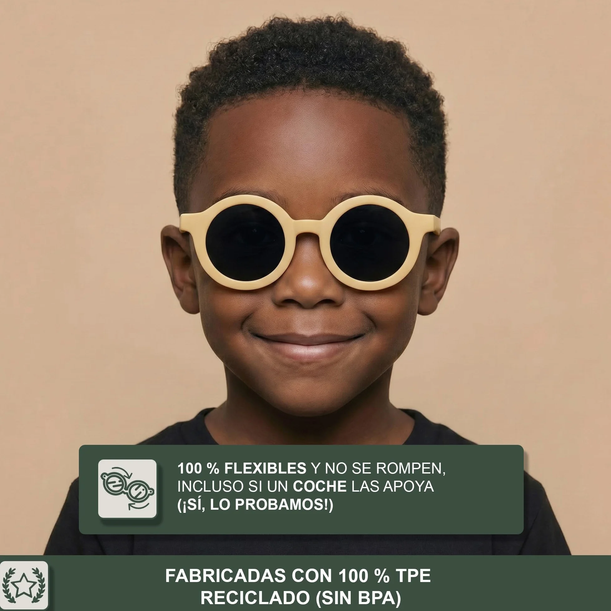 BABYMOCS Gafas de sol redondas para niños protección UV 100% flexibles sin BPA correa diseño sueco