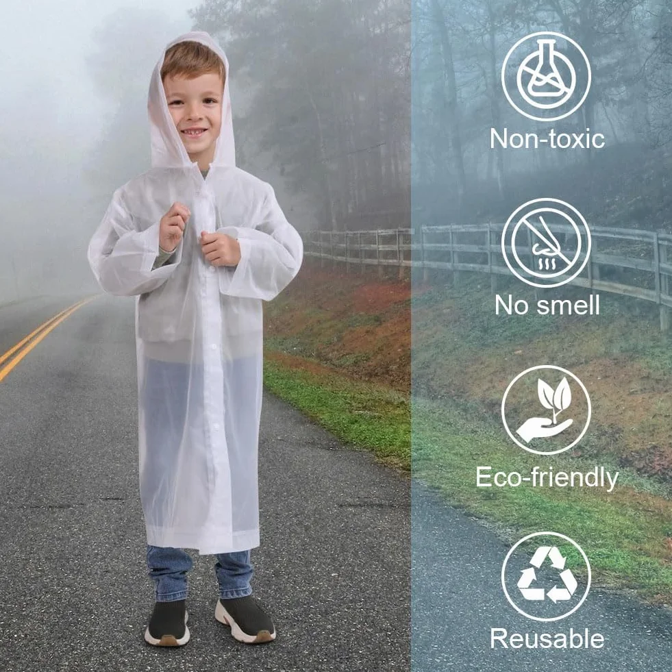 Vicloon Chubasquero Niño 2PCS Impermeable EVA Poncho Lluvia Capucha Espesar Altura 120-150 cm