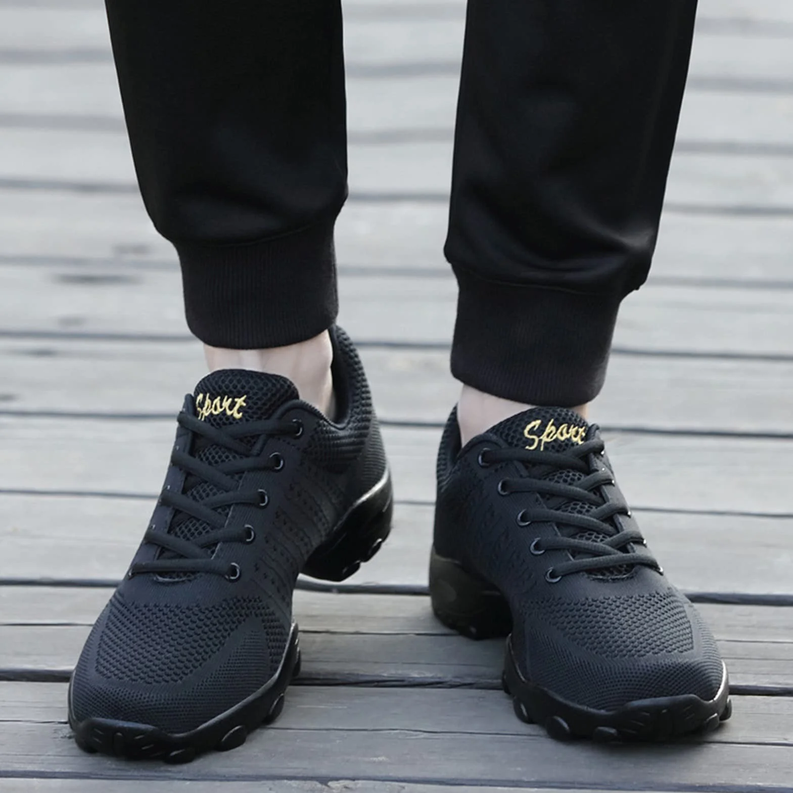 Zapatos De Baile para Hombres, Suave Malla Tejido, Cuatro Temporadas, 40 Negro