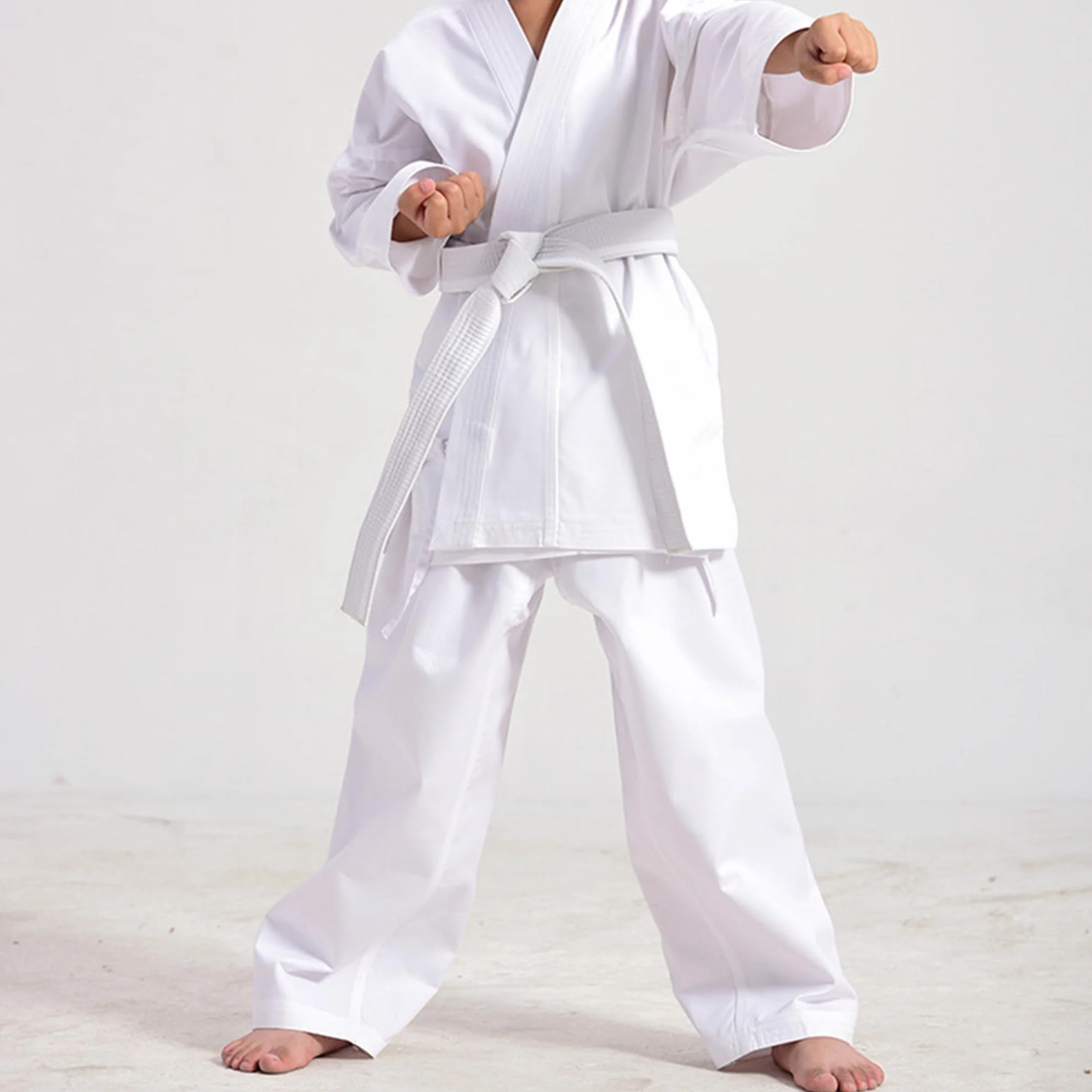 Cinturón Karate Judo Taekwondo Aikido Blanco Tela Gruesa 2 Piezas Artes Marciales