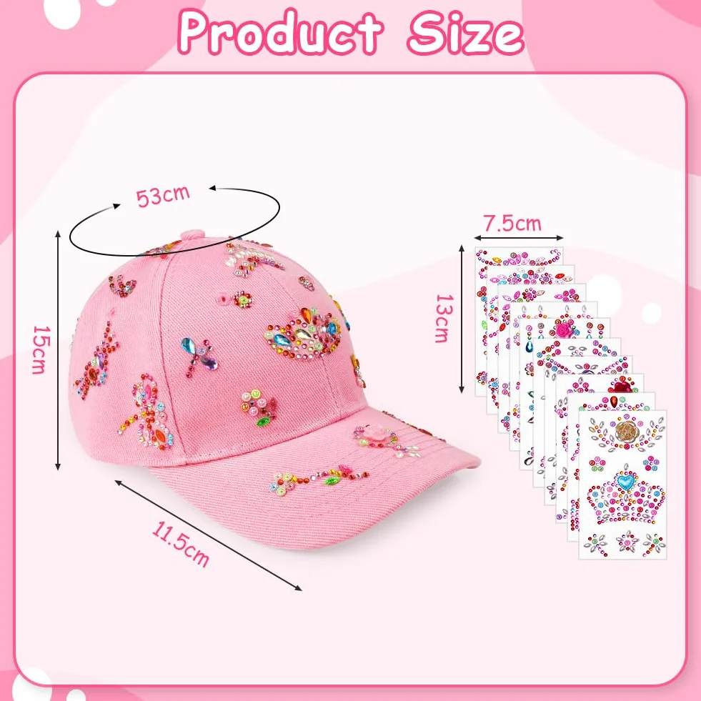 Gorra de Béisbol DIY con Pegatinas de Brillante Diamantes para Niñas
