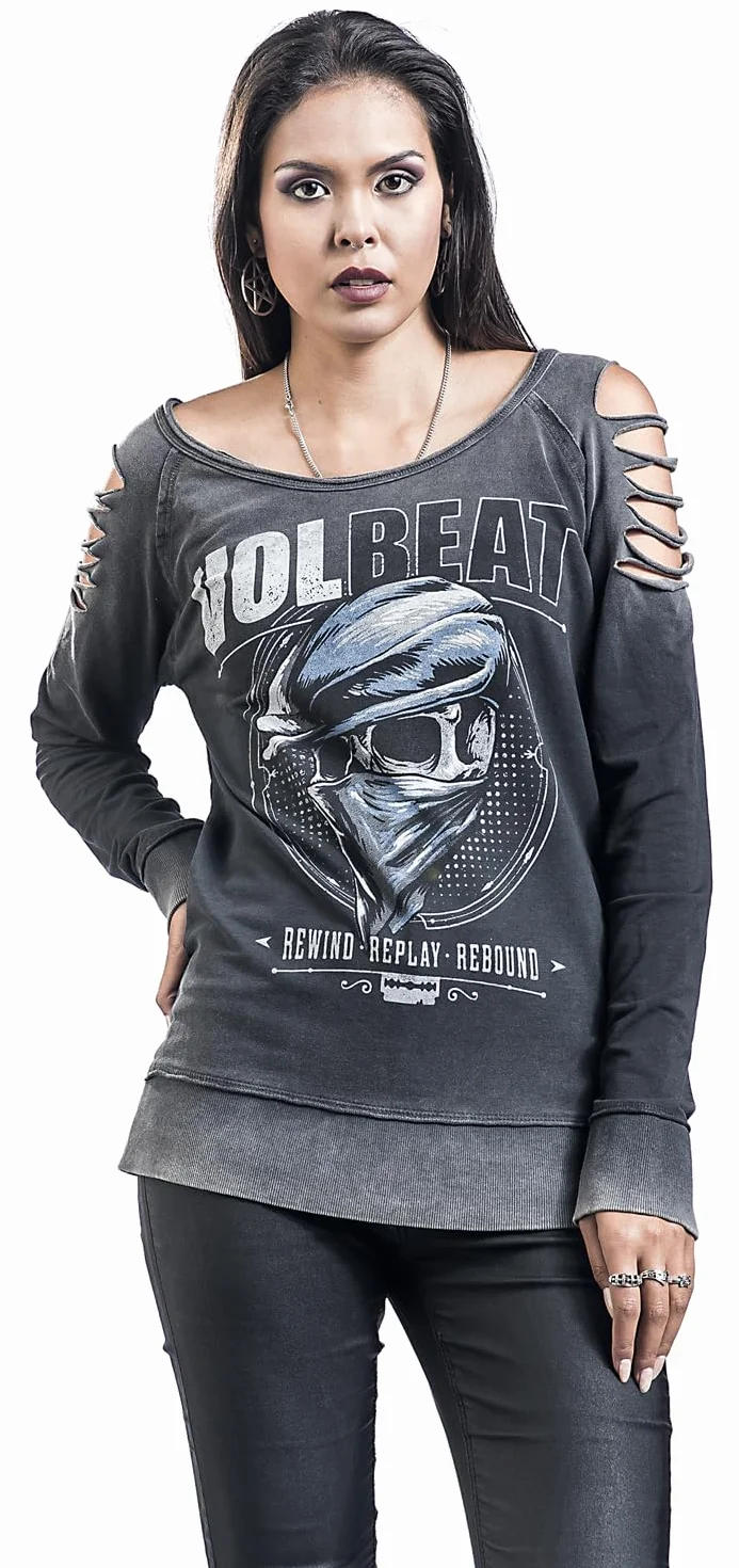 Volbeat Bandana Skull Sudadera Gris Mujer