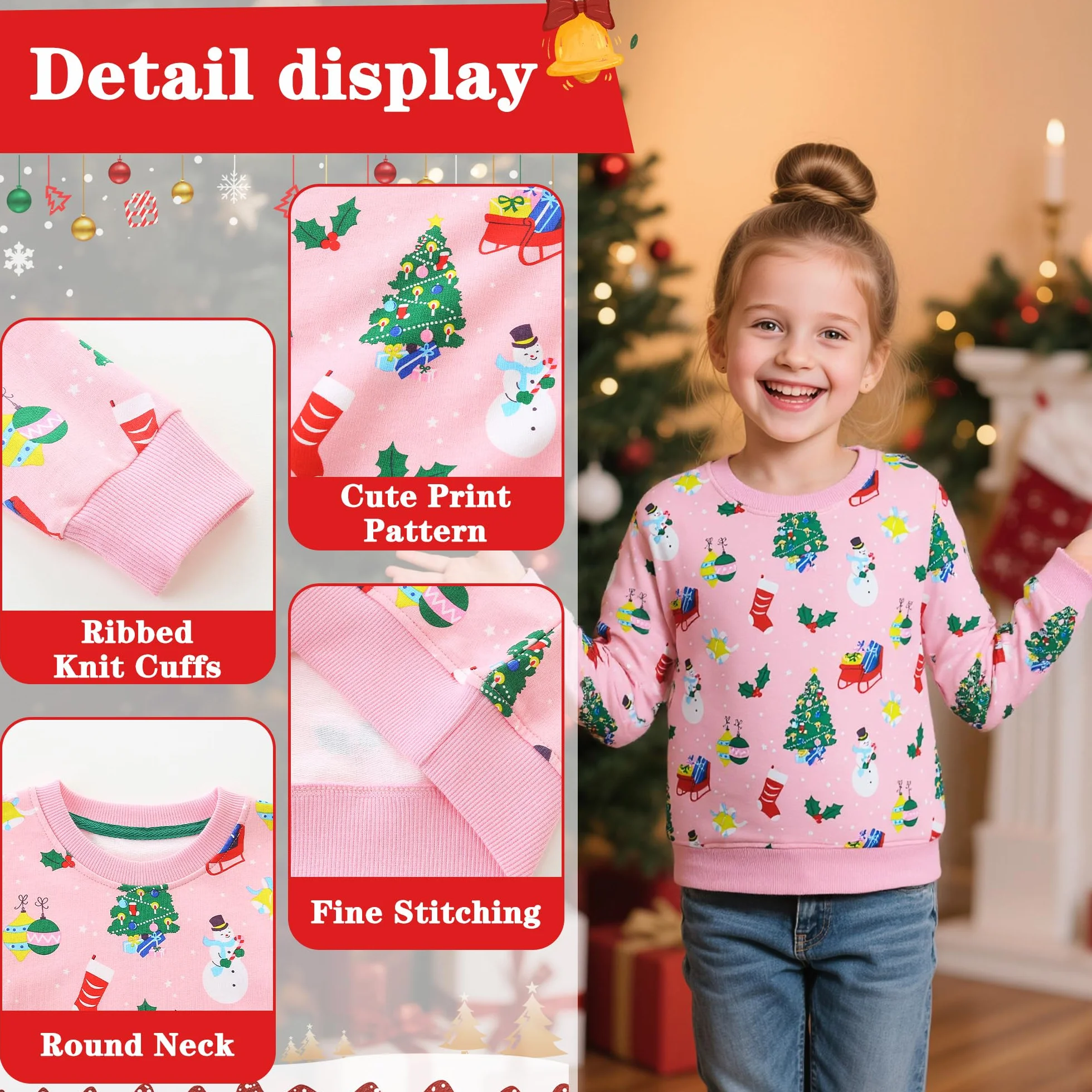 JinBei Camiseta Manga Larga Sudadera Cuello Redondo Unicornio Algodón Niña 2-7 años