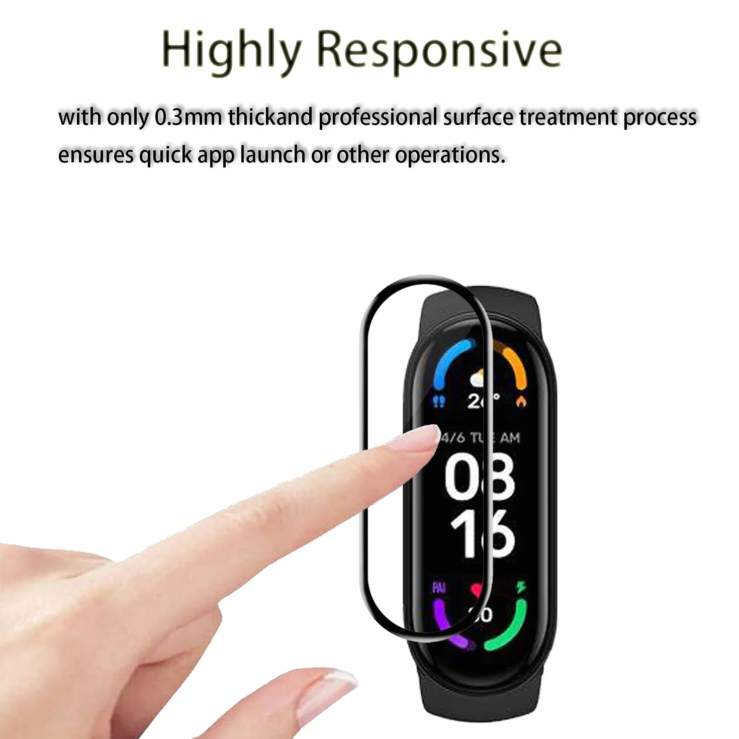 Protector de pantalla Xiaomi MI Smart Band 6, 3 unidades, resistente a los arañazos, cobertura total