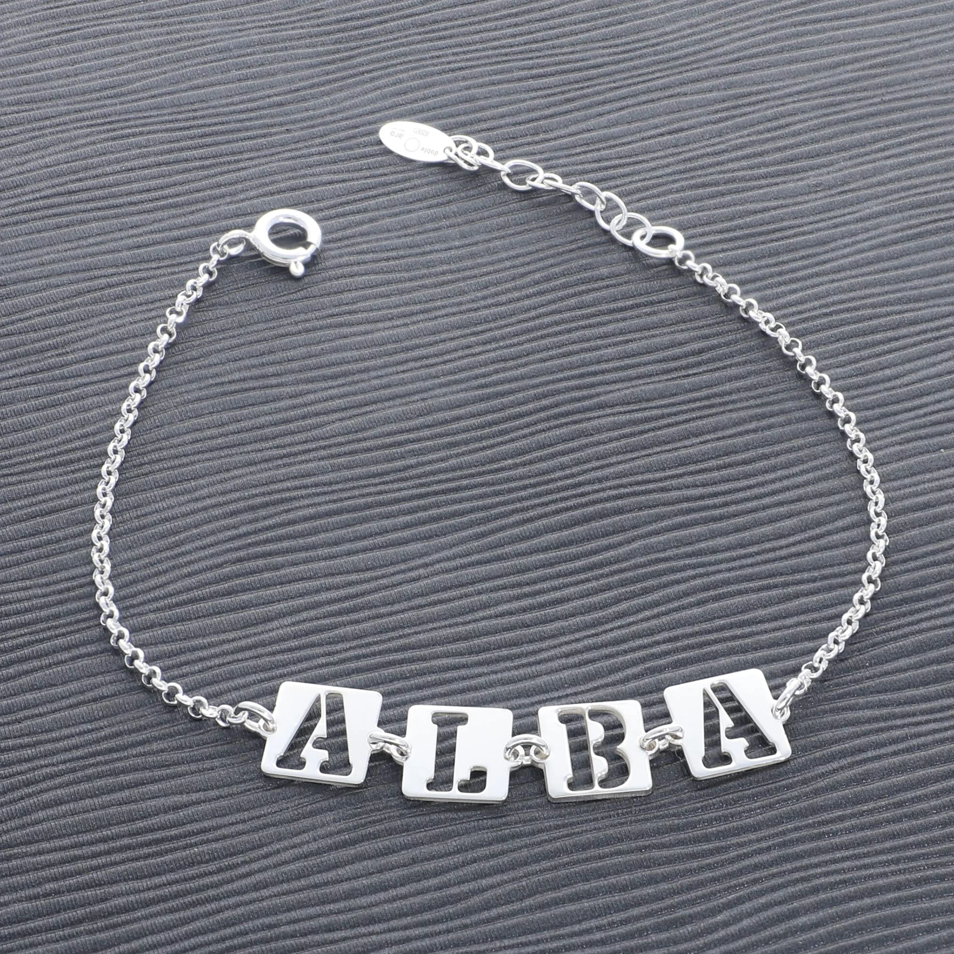 Pulsera con Nombre Personalizado en Plata de Ley 925 - Regalo para Enamorados - Largo 16cm + 3cm de alargador