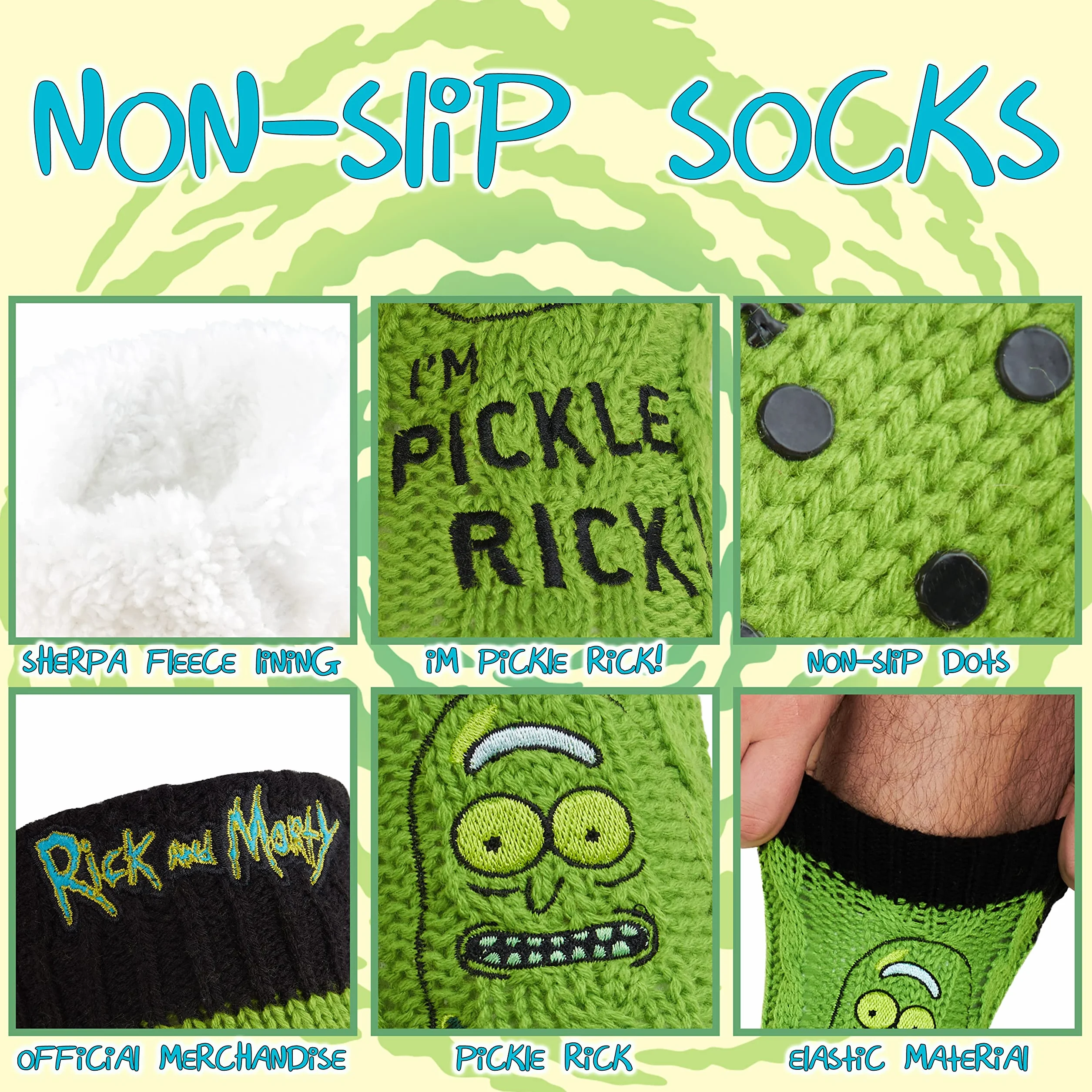 Rick and Morty Calcetines Antideslizantes 38-44 EU, Calcetines Pantuflas Forro Sherpa
