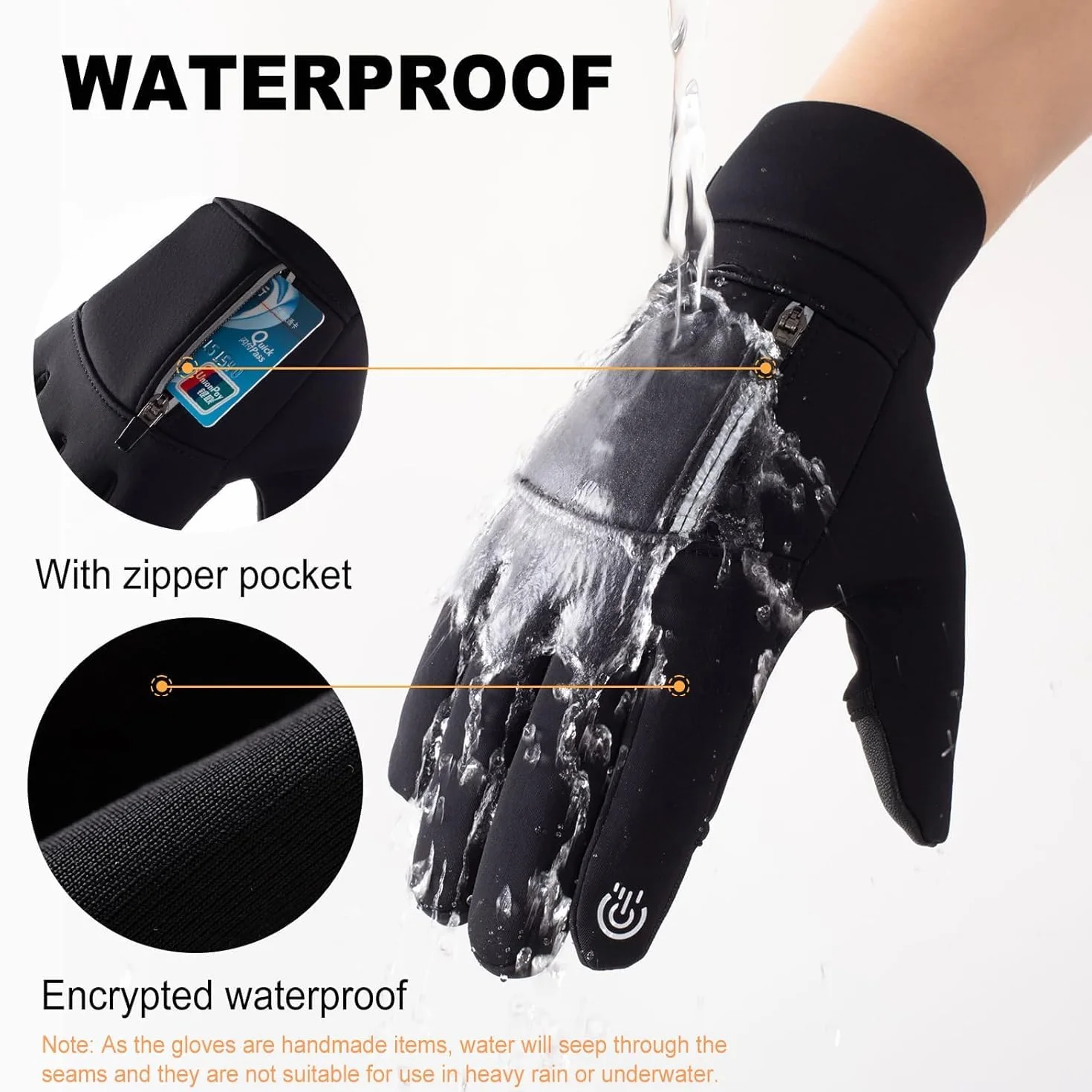 Guantes Invierno Impermeable Pantalla Táctil para Frio Ciclismo Running Esqui Snowboard Moto Calefactables