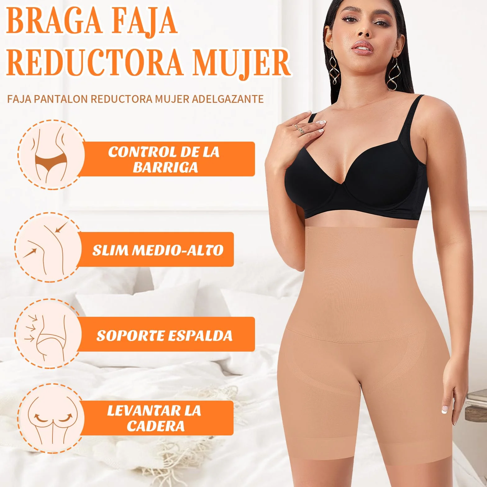 YARRCO Braga Faja Reductora Mujer Abdomen Adelgazante Postparto Cintura Alta Invisible Sin Costuras