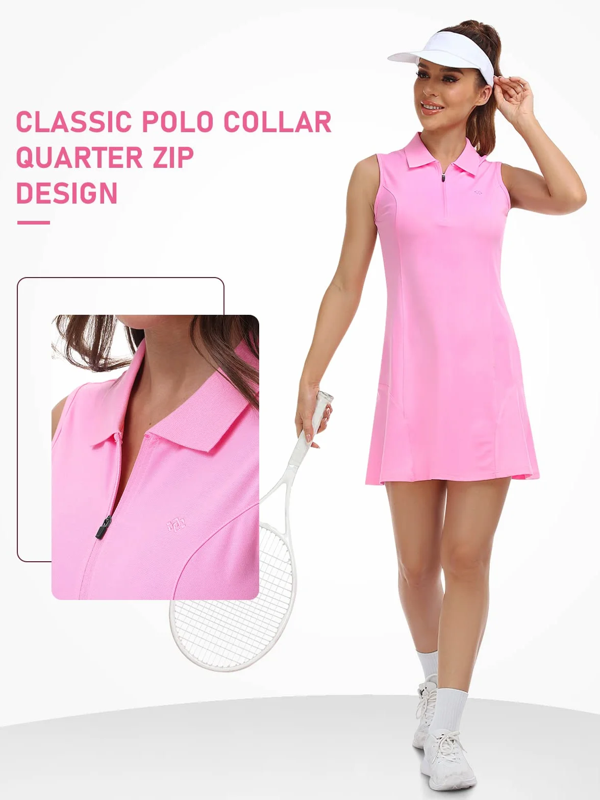 MoFiz Vestido de Polo sin Mangas Cremallera Deportivo Tenis Golf Mujer