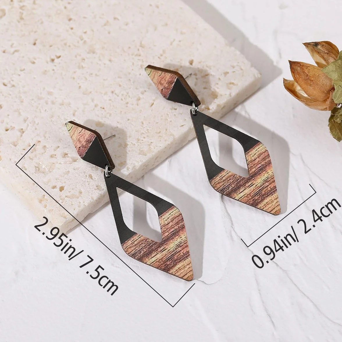 Pendientes Mujer de Ópalo Plata 925 Colgantes Geométricos con Diamantes