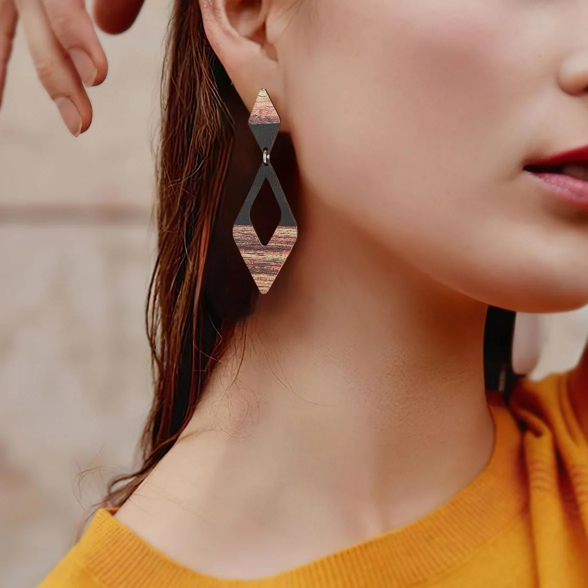 Pendientes Mujer de Ópalo Plata 925 Colgantes Geométricos con Diamantes