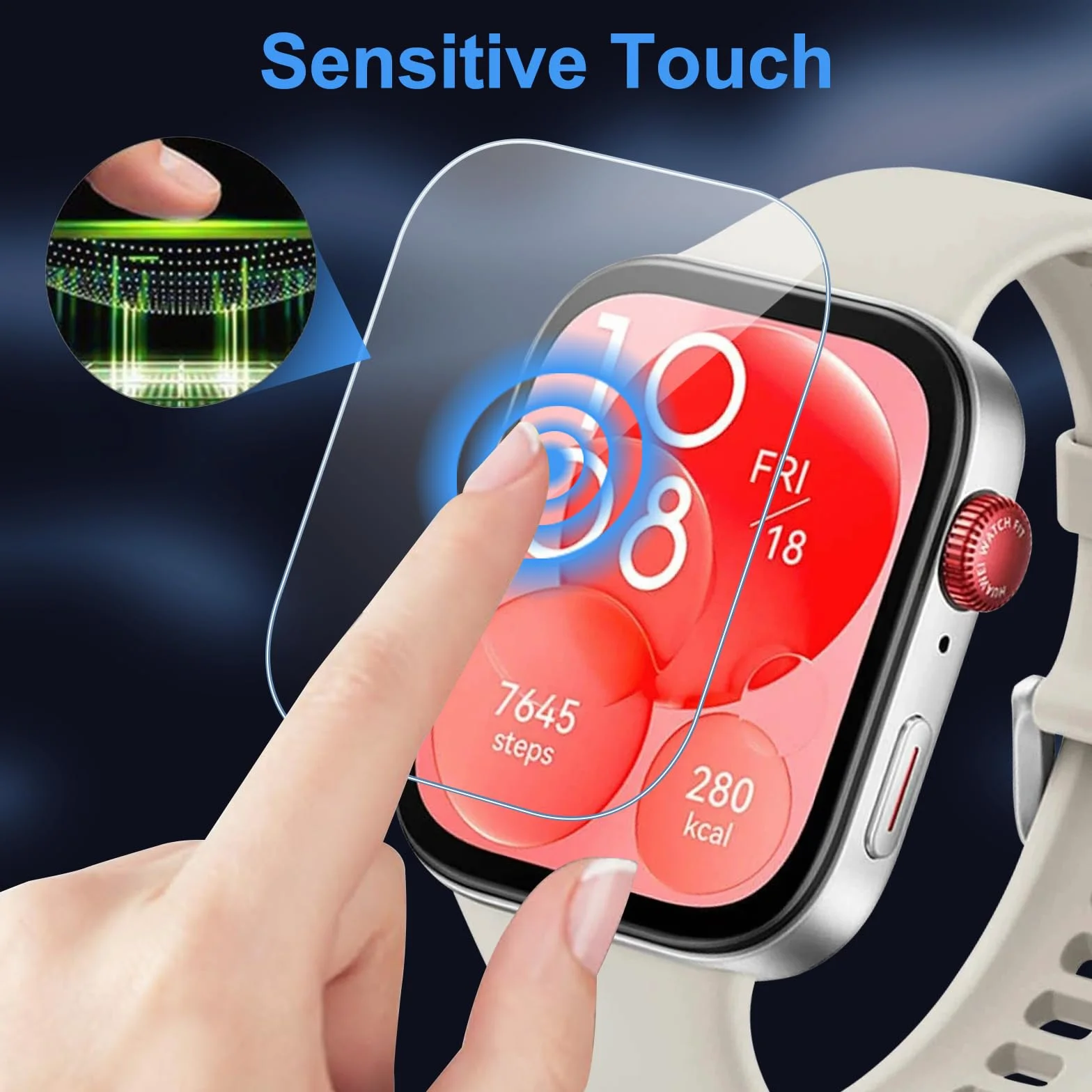 Protector de Pantalla para Huawei Watch Fit 3, Película de TPU Suave HD Transparente, 4 Pack