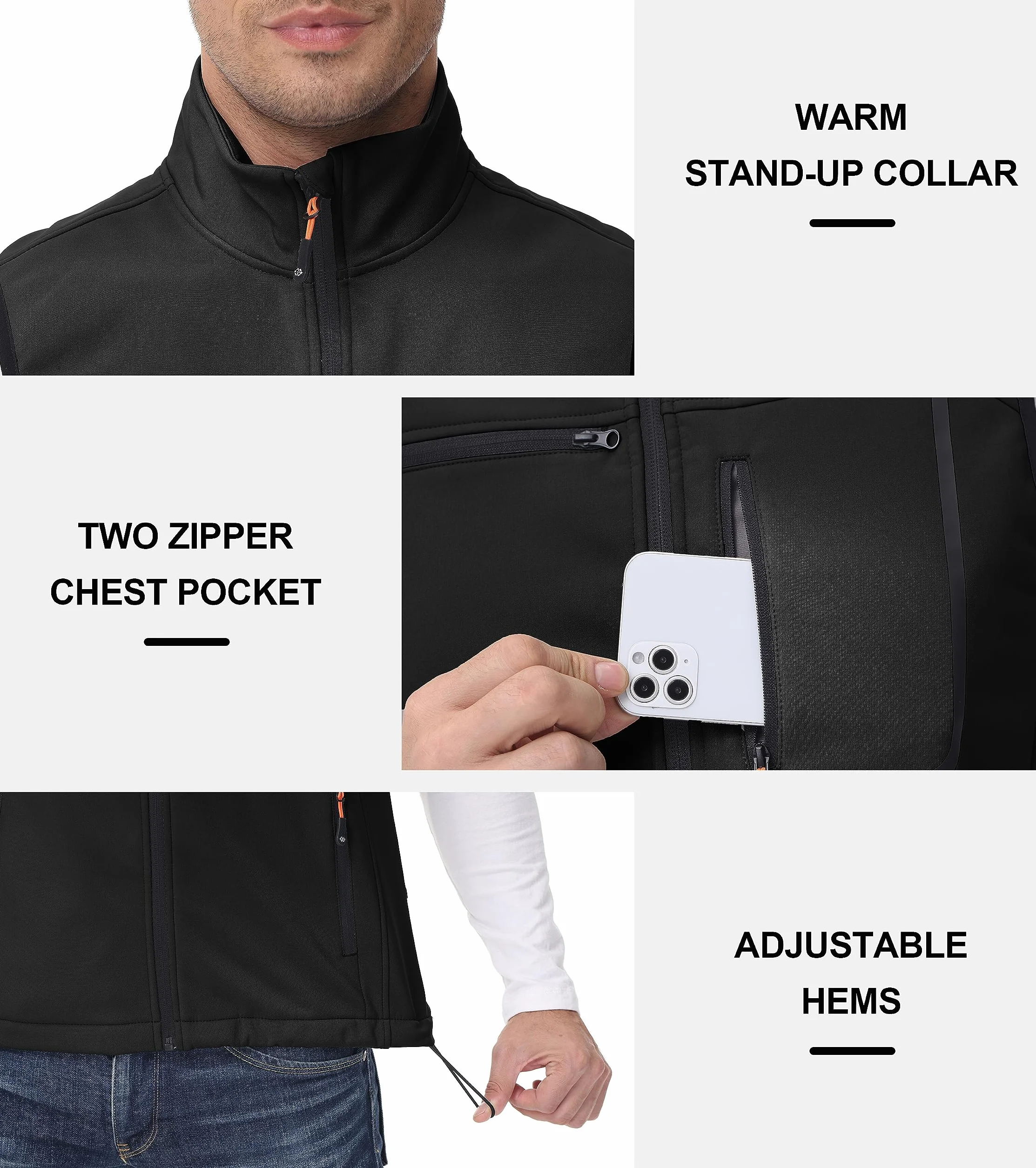 Chaleco para Hombre MoFiz Sin Mangas Cremallera Trabajo Ligero