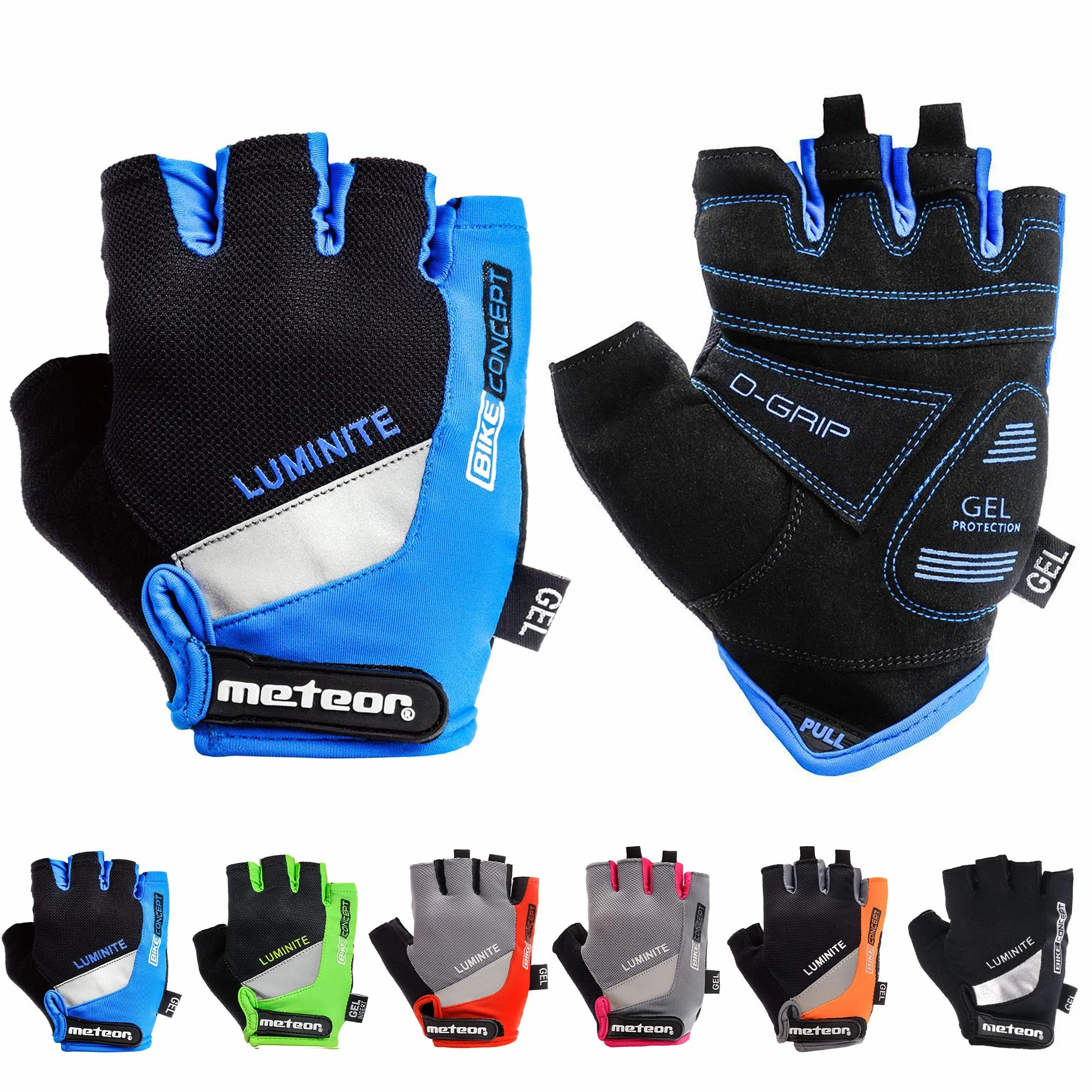 Meteor Guantes Bicicleta MTB BMX Sin Dedos para Niños Juventud Mujer Hombre GX