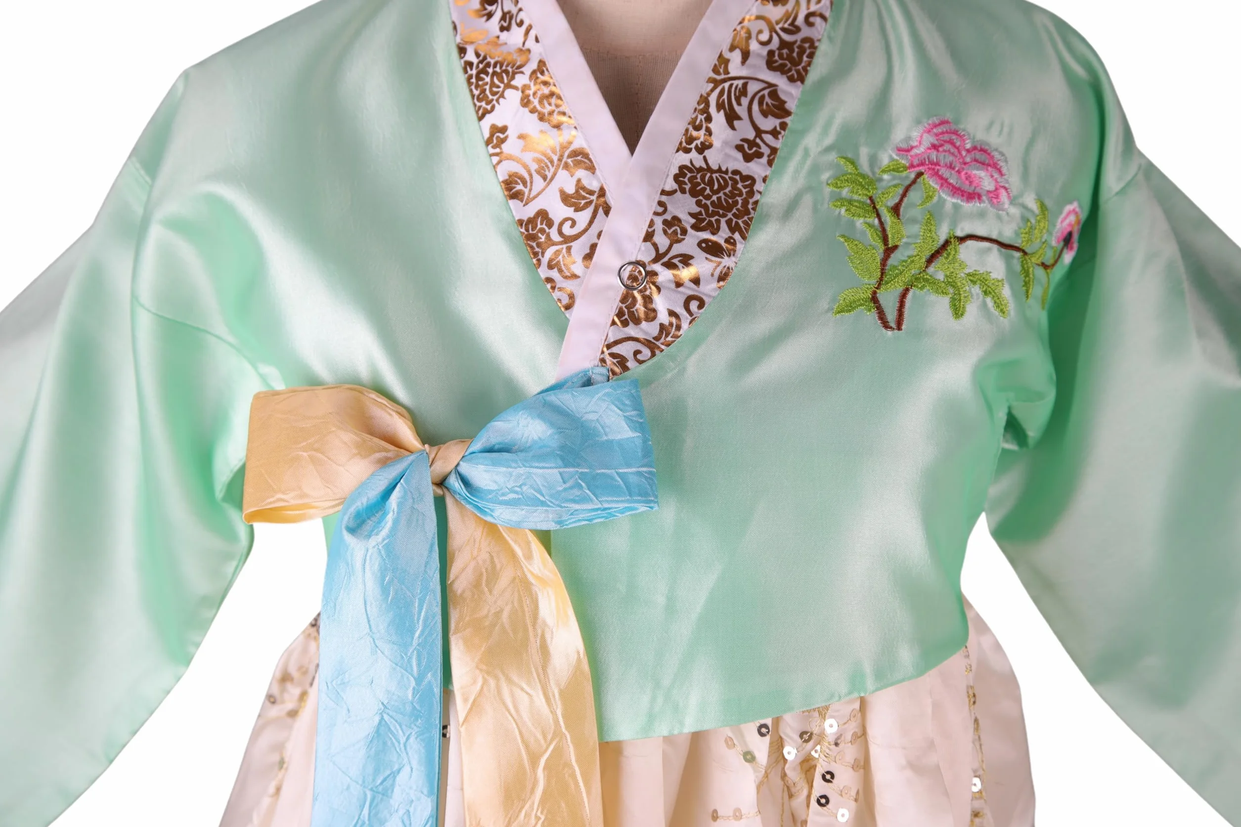 Hanbok tradicional coreano para mujer, vestido de manga larga con bordados florales