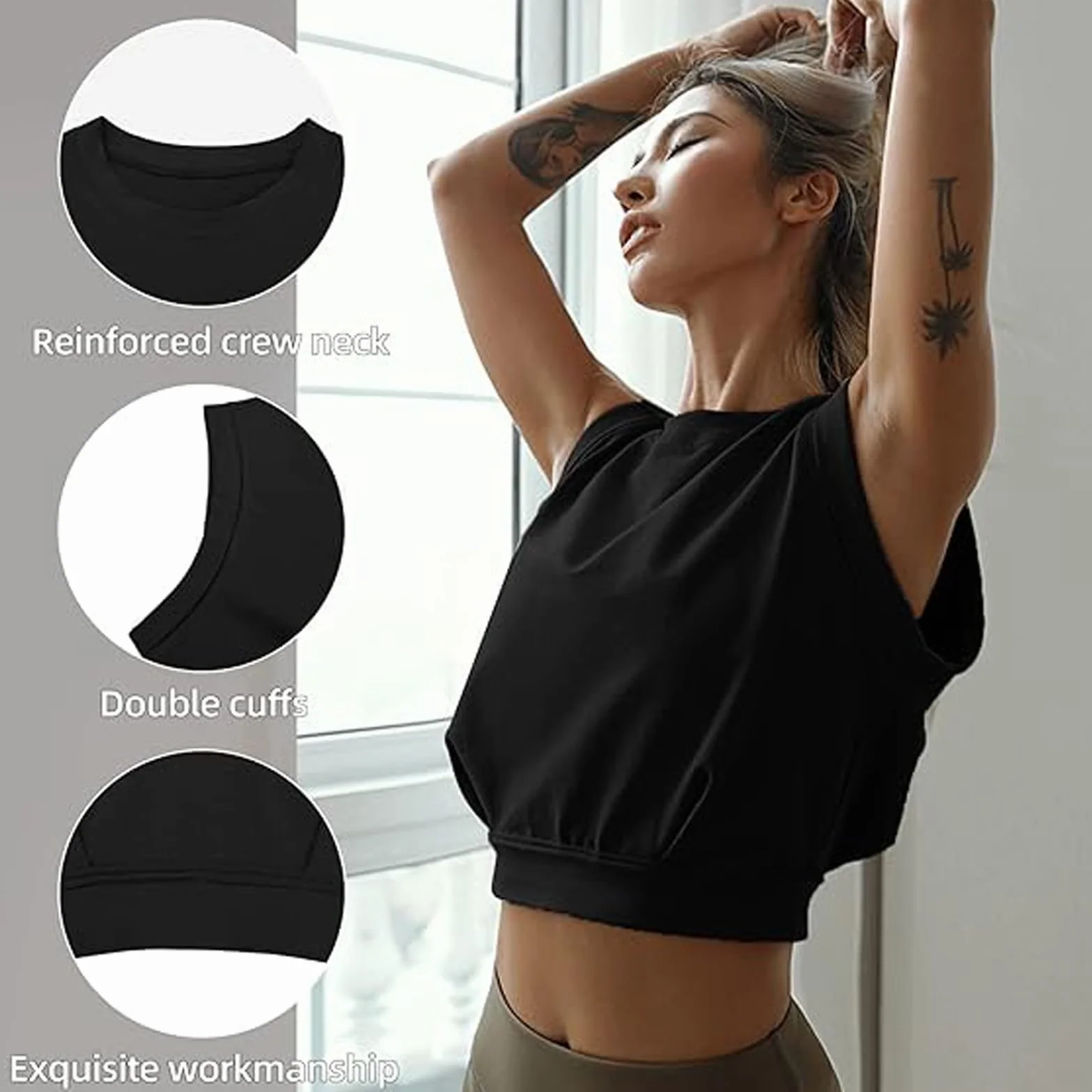 Camiseta Deportivo Sin Mangas para Mujer Crop Top Tanktop Fitness Yoga Corriendo