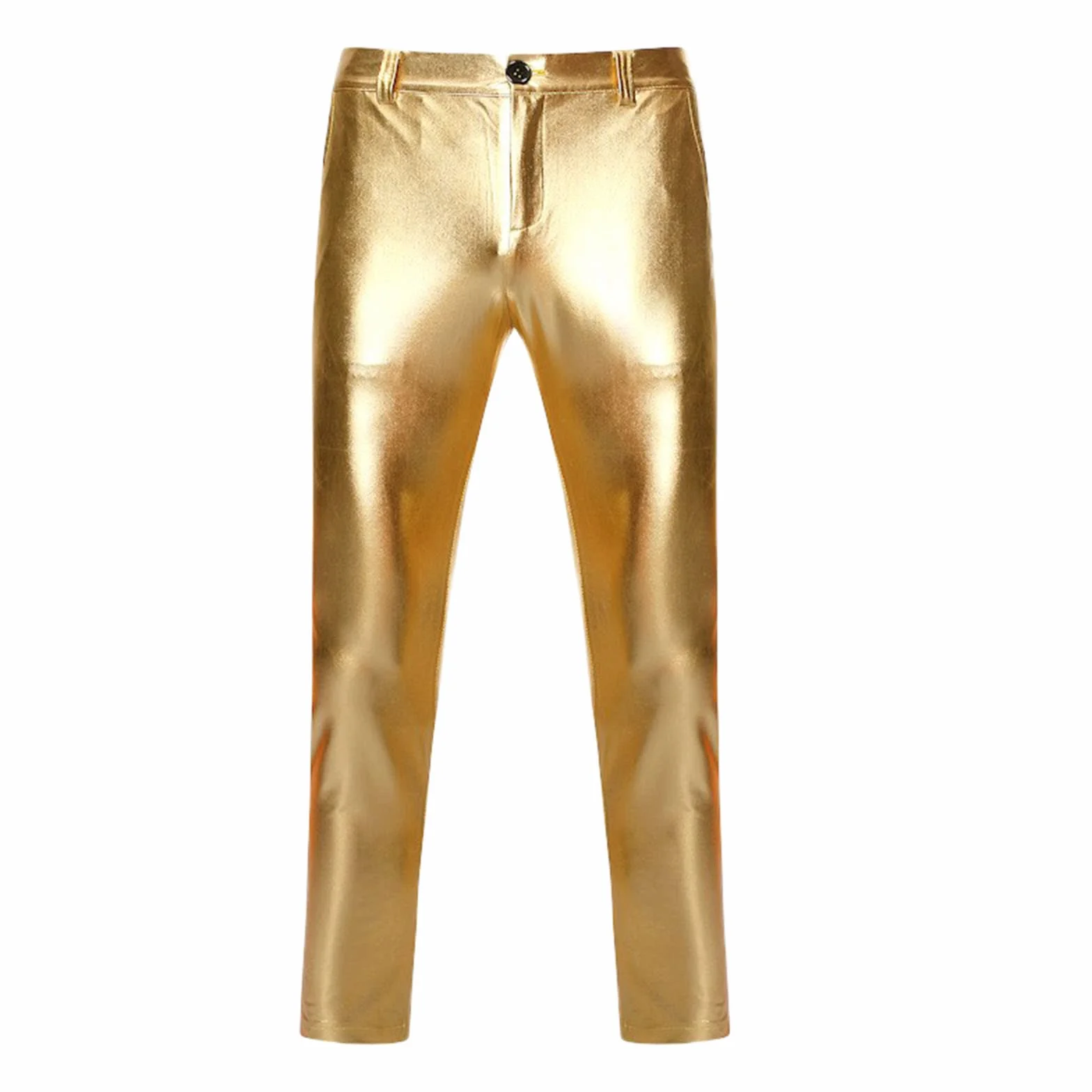 Pantalones de hombre metálicos brillantes lentejuelas pierna recta discoteca fiesta baile años 70 dorado actuación escénica disfraz