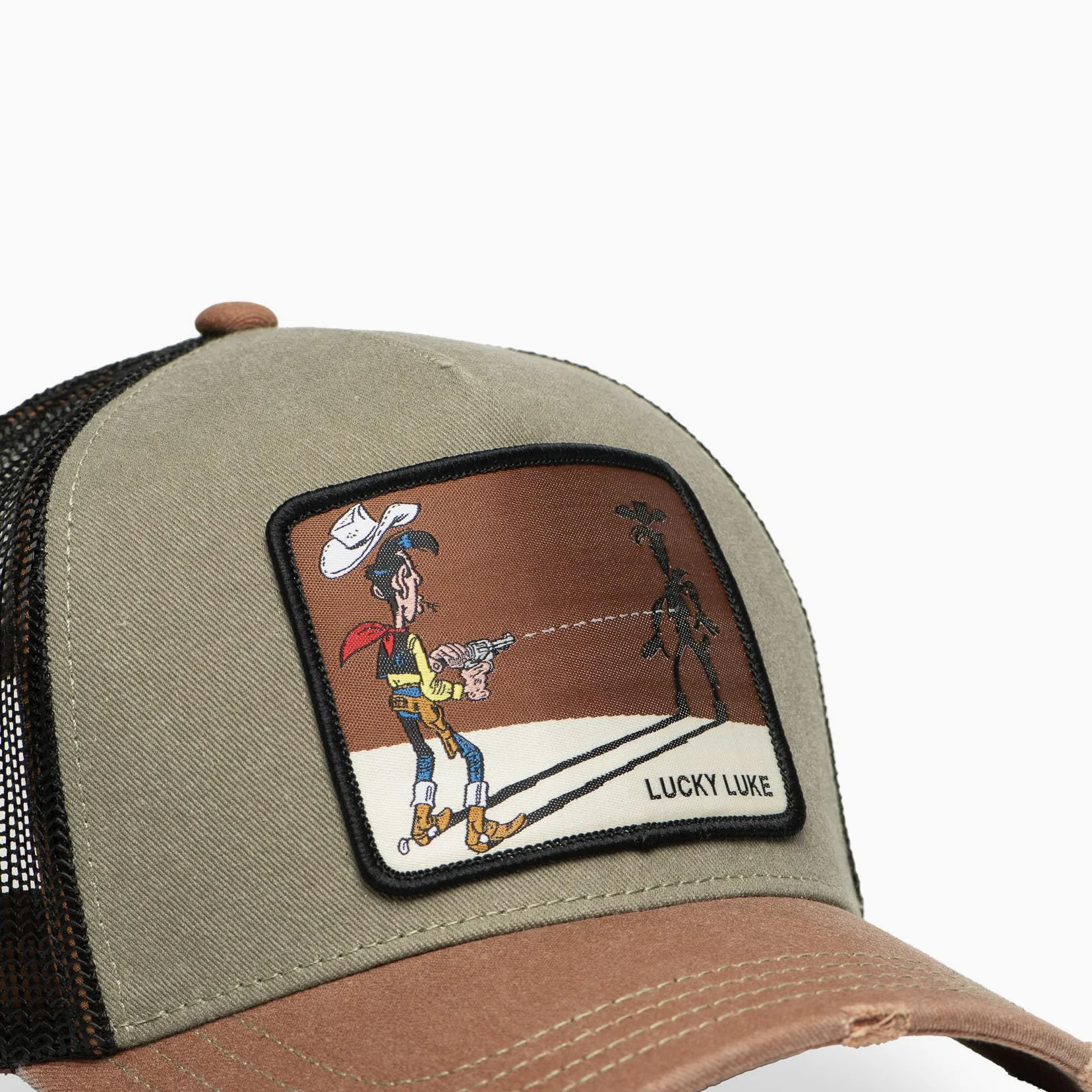 Capslab Lucky Luke Trucker Cap A-Frame - Gorra (talla única), color marrón, Lucky Luke Cap#36322, Talla única