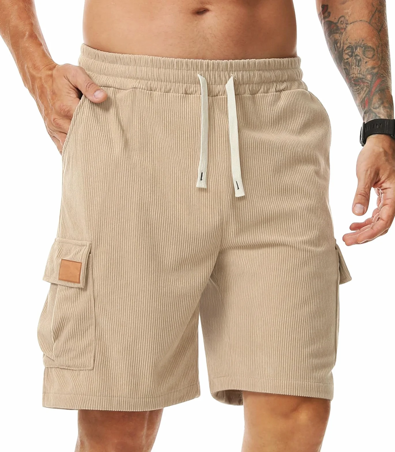 Bermudas Hombre Pana Casual con Bolsillos Deportivos